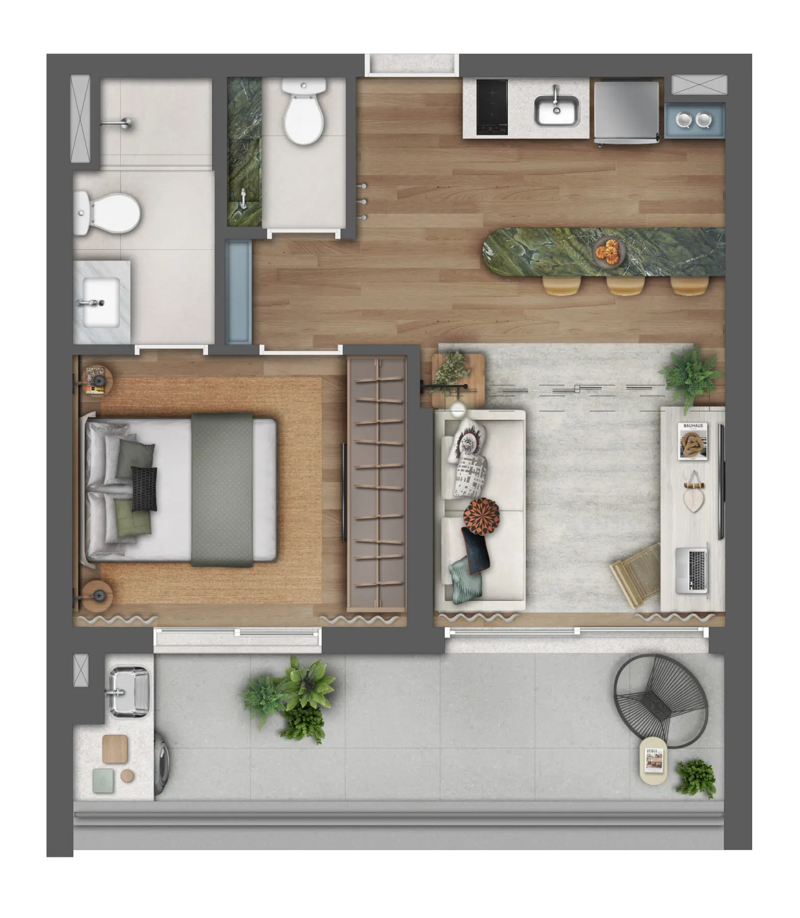 Chronos Pinheiros - Planta 1 Suíte 48m² (Opção)