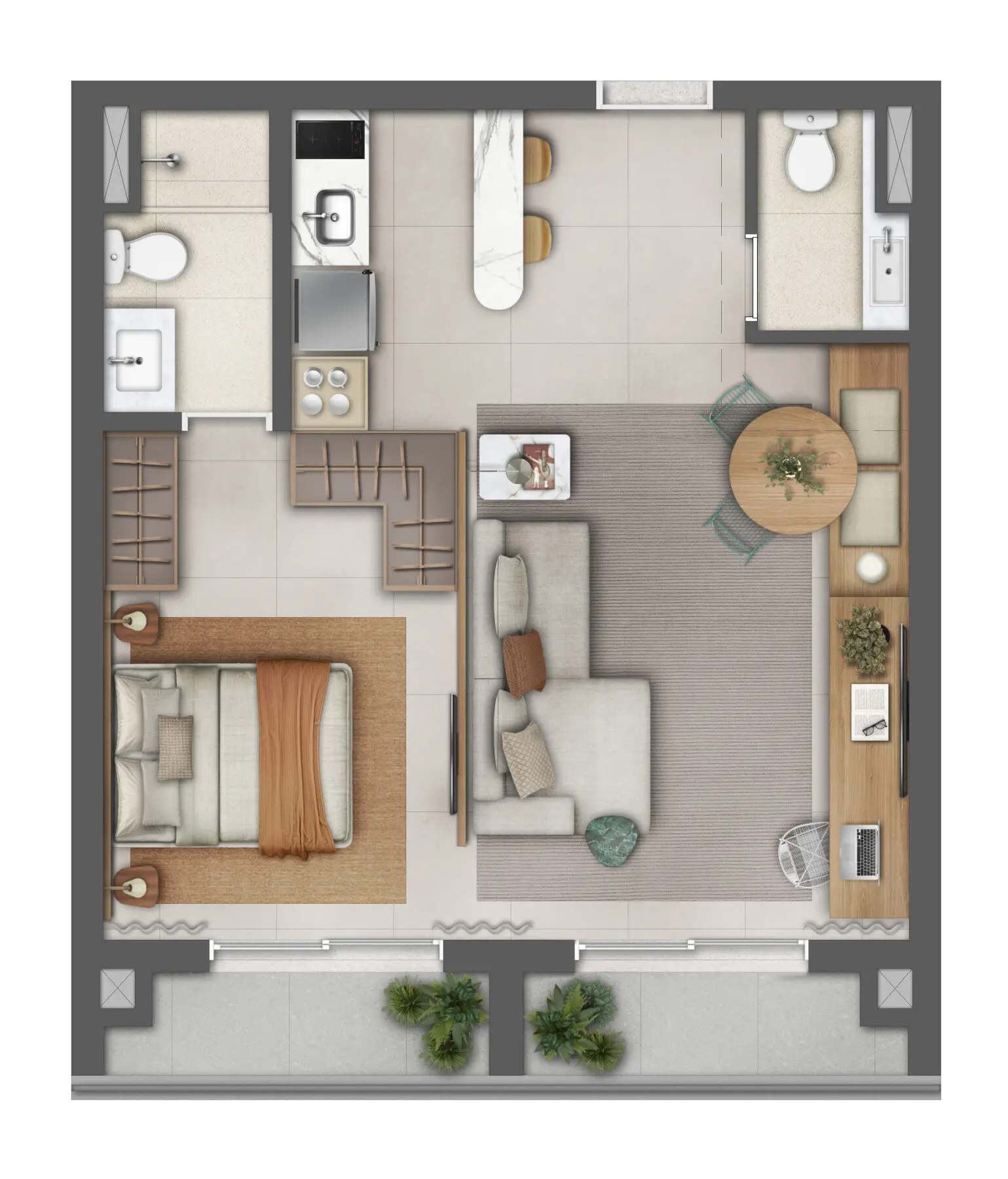 Chronos Pinheiros - Planta 1 Suíte 50m² 