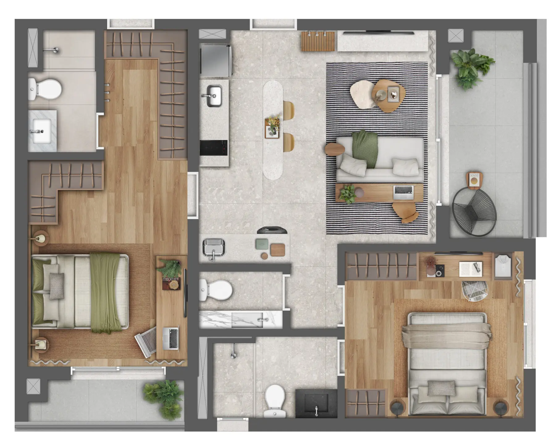 2 Suítes 75m²