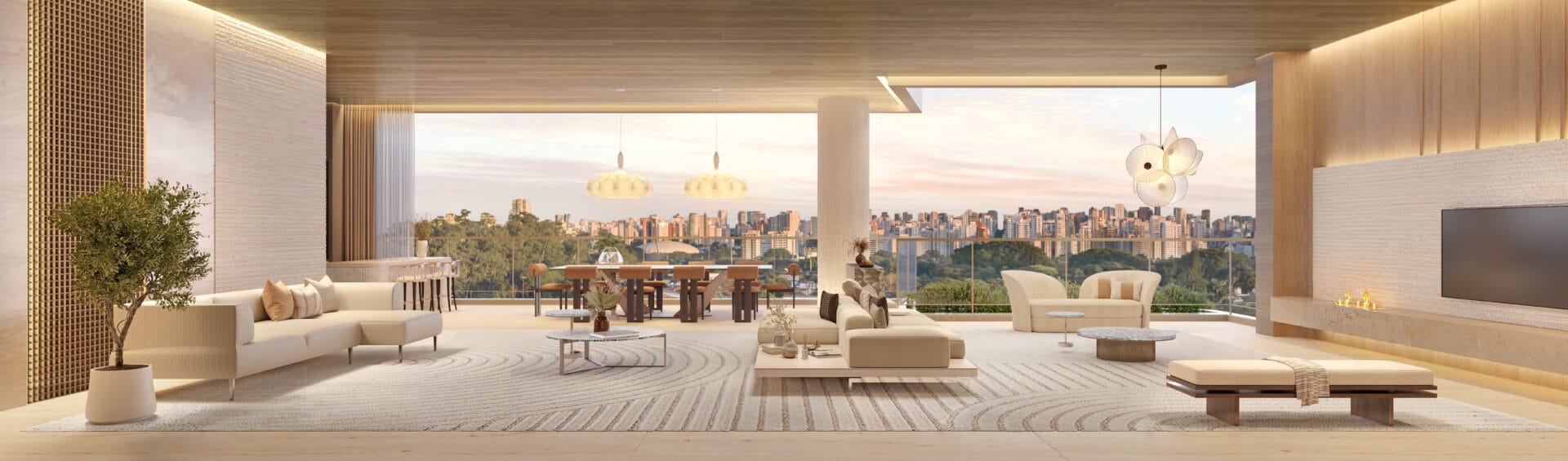 Living do Apartamento de 277m² - ZEN Cyrela e YOO - Lançamento em Moema - Ibirapuera