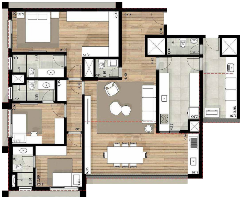 Quintessence Campo Belo - Planta Planta de 145m²