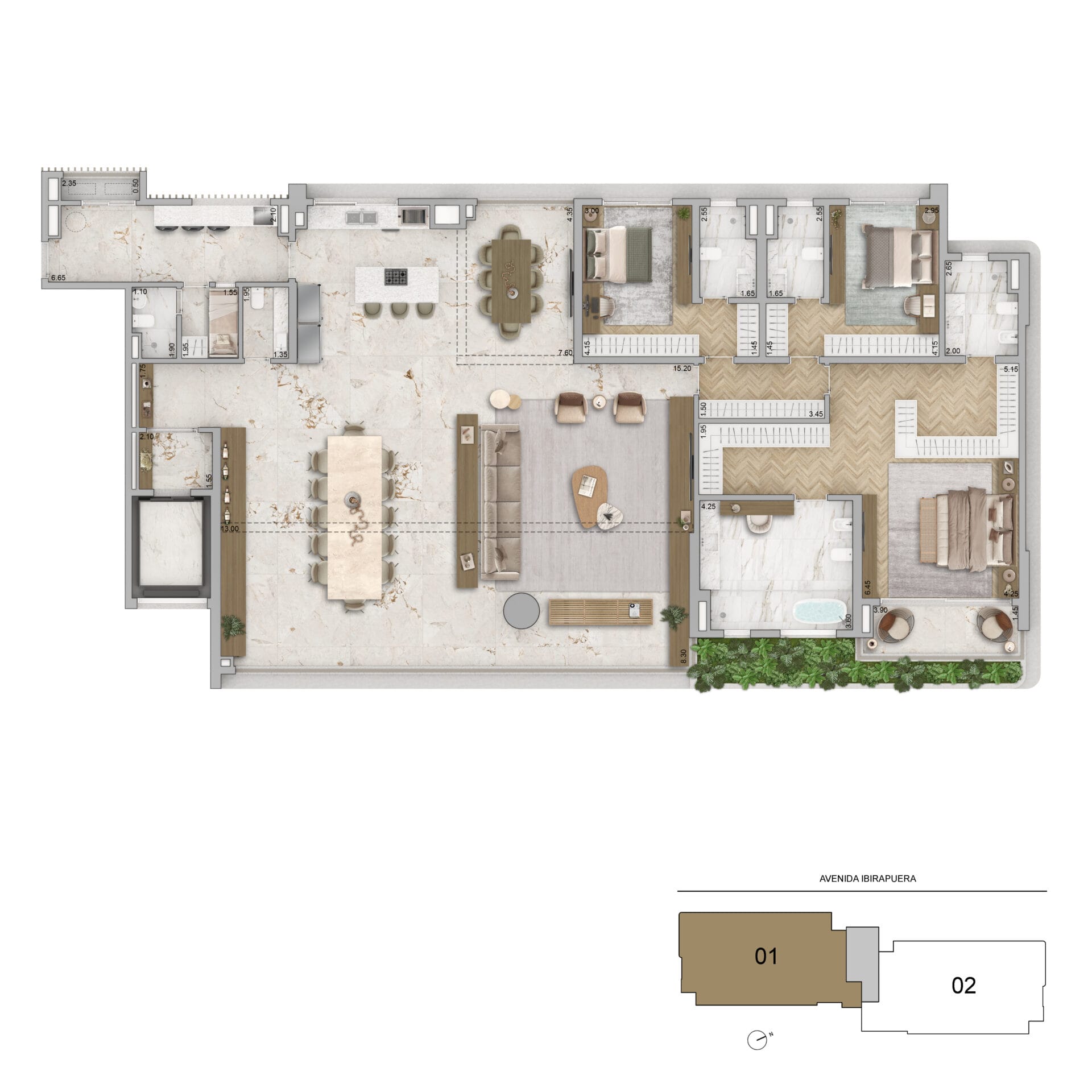 ZEN Cyrela & YOO - Planta Planta de 320m² - Opçção 01