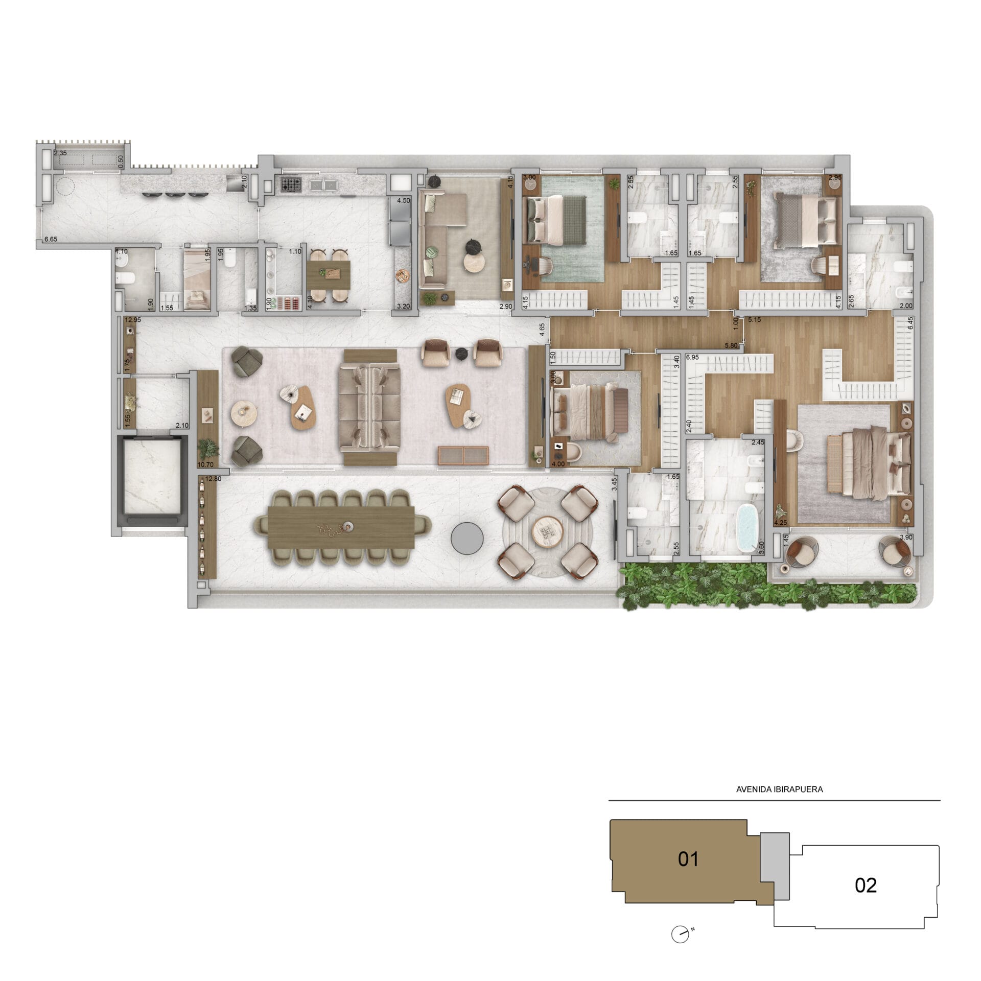 ZEN Cyrela & YOO - Planta Planta de 320m² - Padrão 