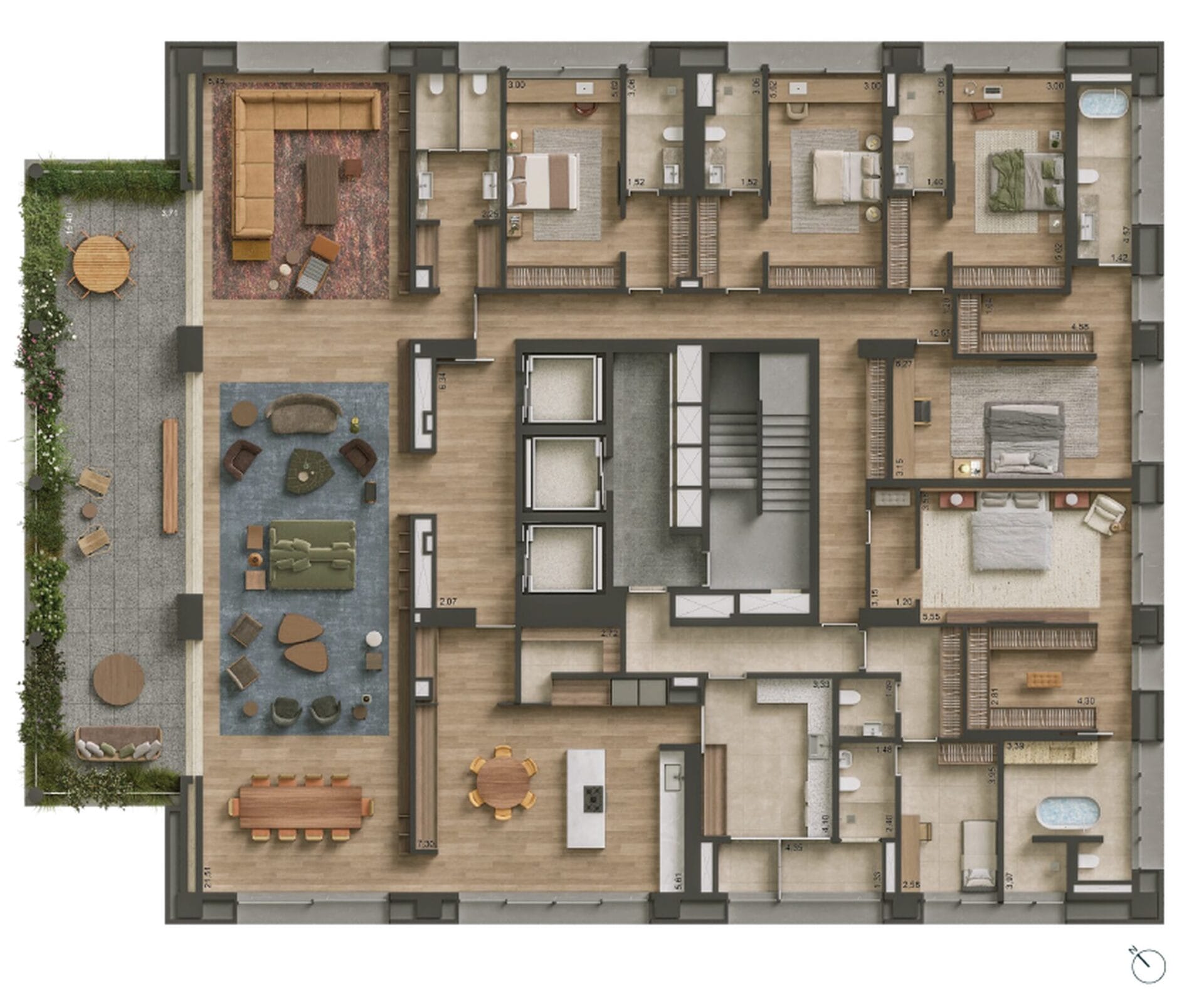 PJM 923 Jardins - Planta Planta de 580 m² - Opção 3