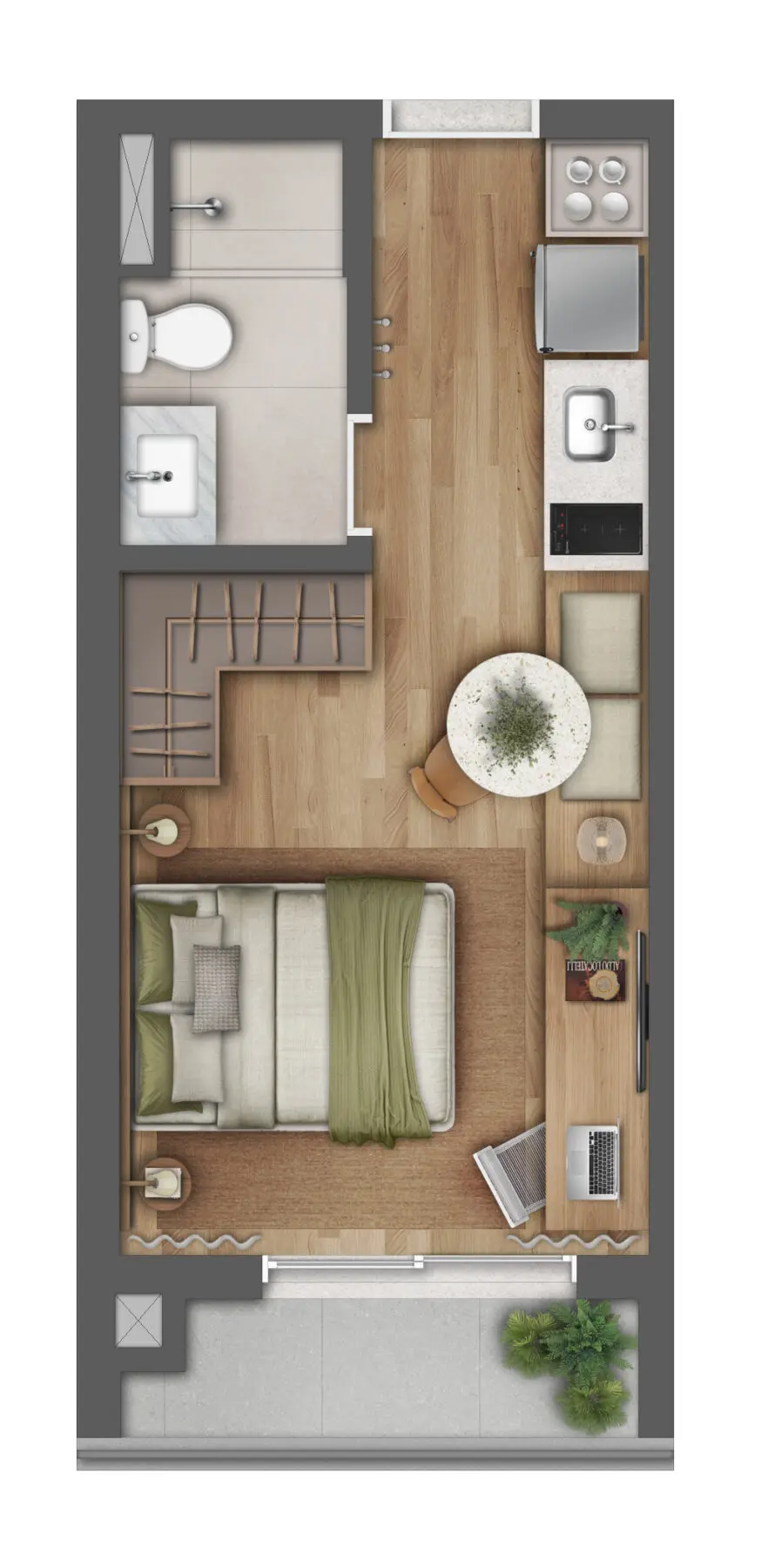 Chronos Pinheiros - Planta Studio 25m² 