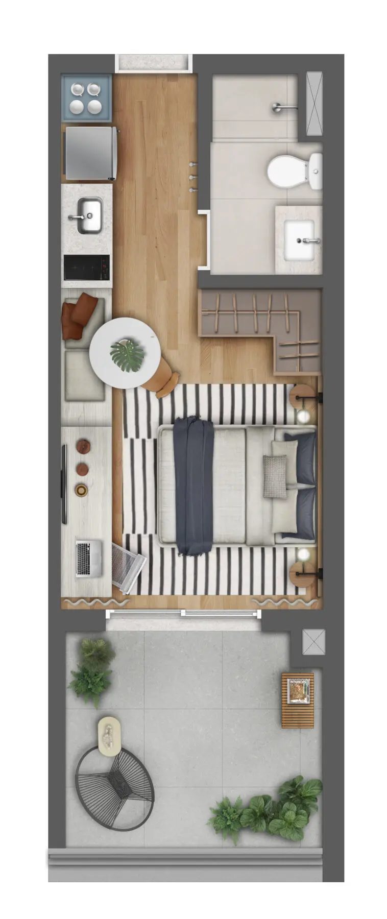 Chronos Pinheiros - Planta Studio 30m²