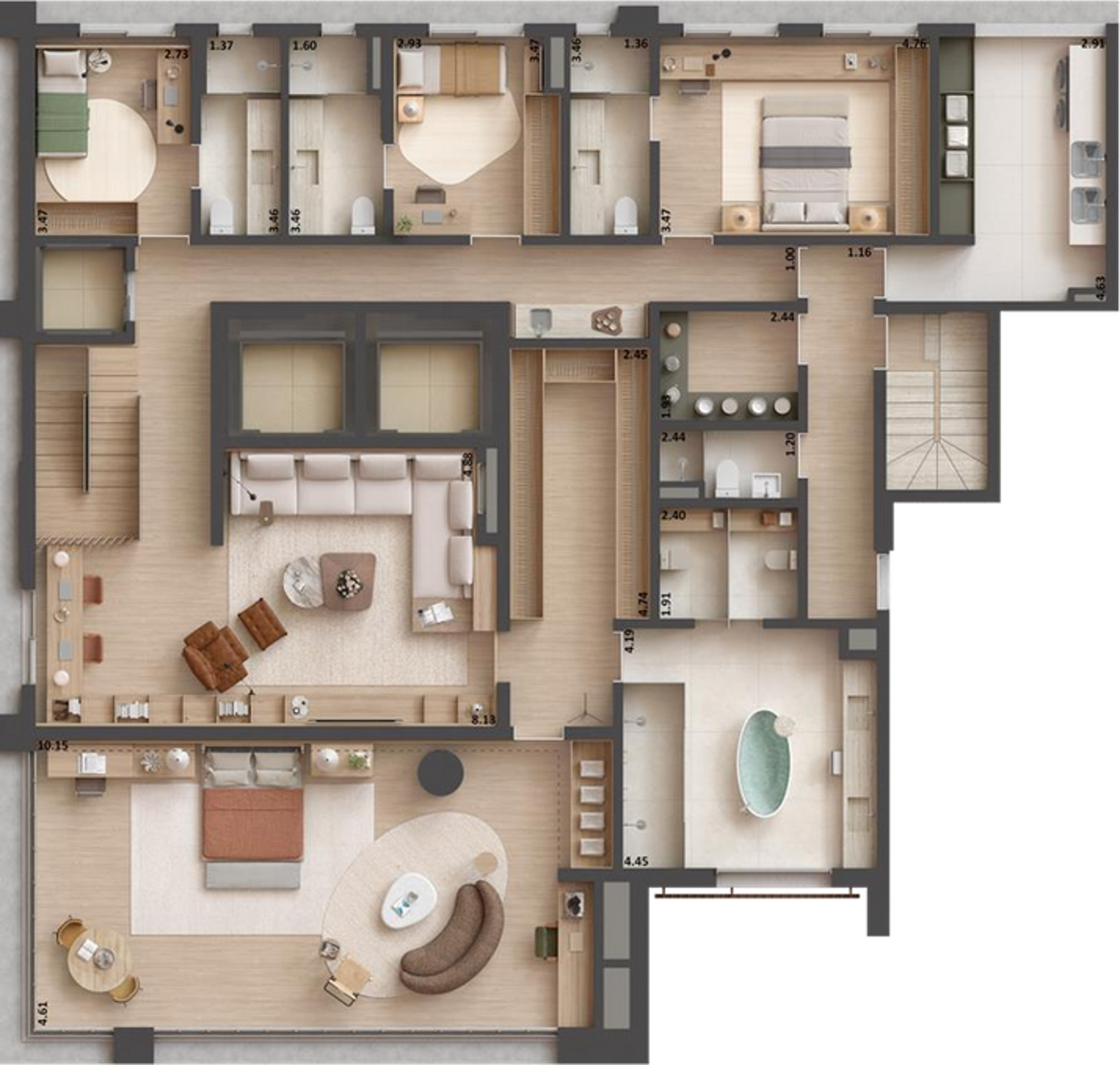SOFIA Campo Belo - Planta Duplex de 551m² (Inferior)
