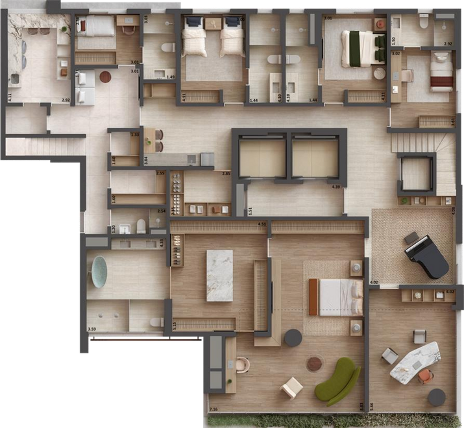 SOFIA Campo Belo - Planta Duplex de 644m² (Inferior)