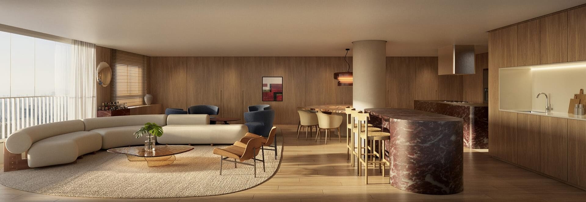 Living do Apartamento de 270m² (Opção 1) - SOFIA Campo Belo - Lançamento Nortis