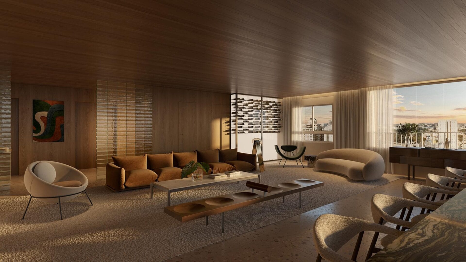 Living do Apartamento de 328m² (Opção 2) - SOFIA Campo Belo - Lançamento Nortis