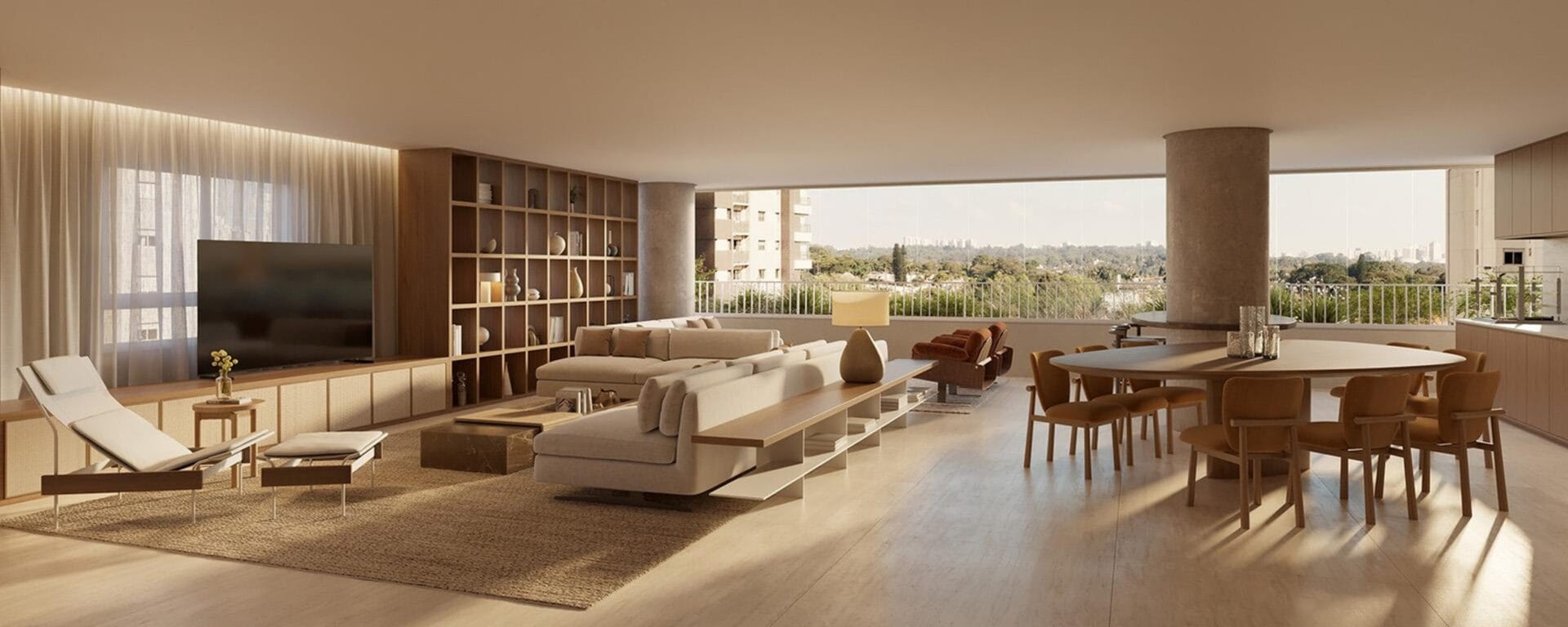 Living do Apartamento de 328m² (Opção 3) - SOFIA Campo Belo - Lançamento Nortis