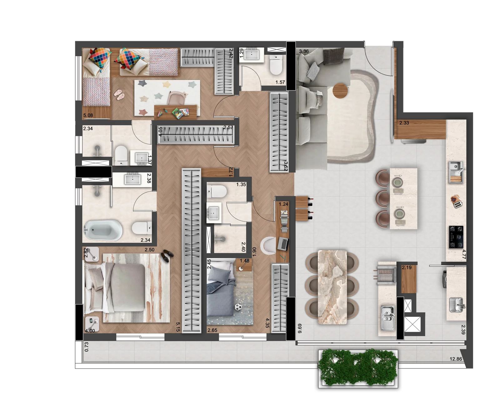 Alta Floresta Tatuapé - Planta Planta de 139m² (Opção)