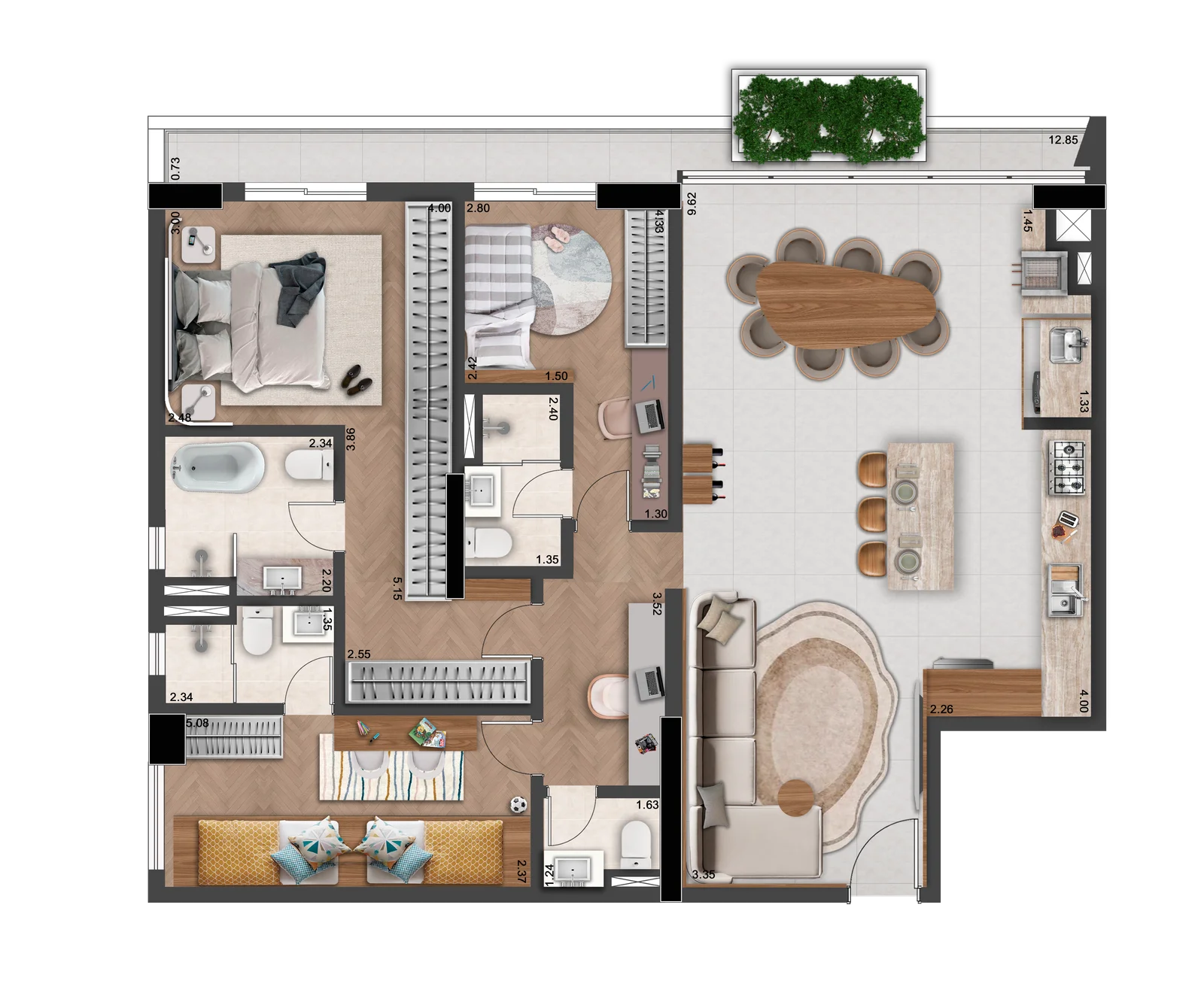 Alta Floresta Tatuapé - Planta Planta de 139m²
