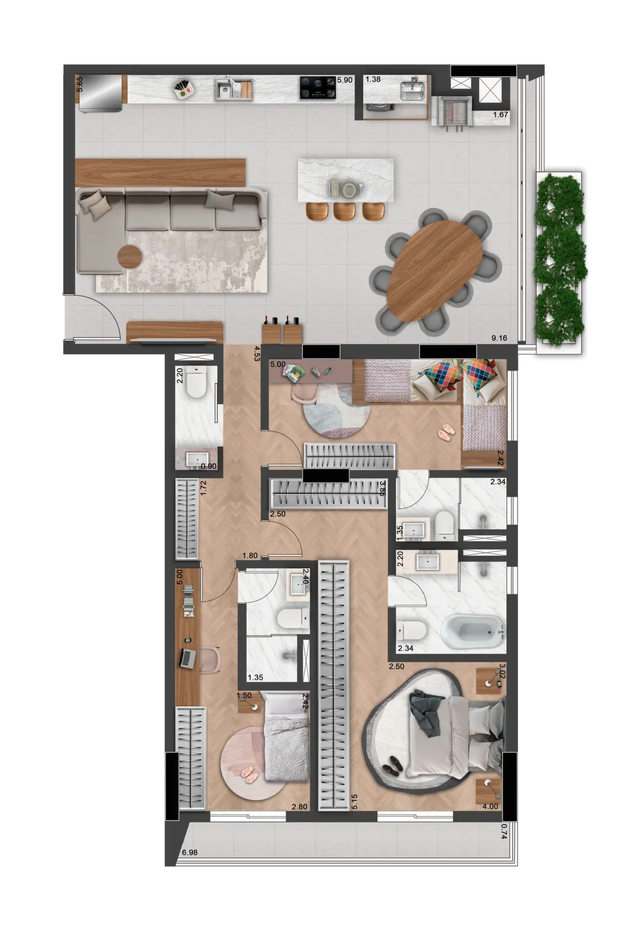 Alta Floresta Tatuapé - Planta Planta de 141m²