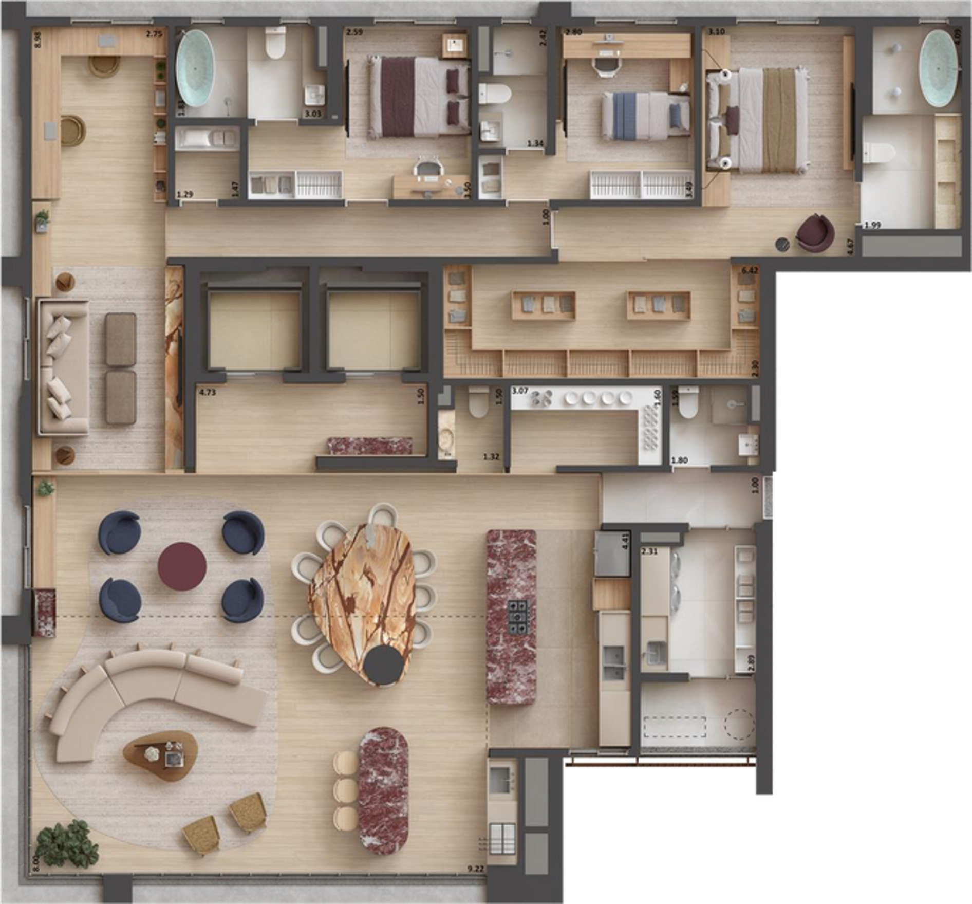 SOFIA Campo Belo - Planta Planta de 270m² (Opção 1)