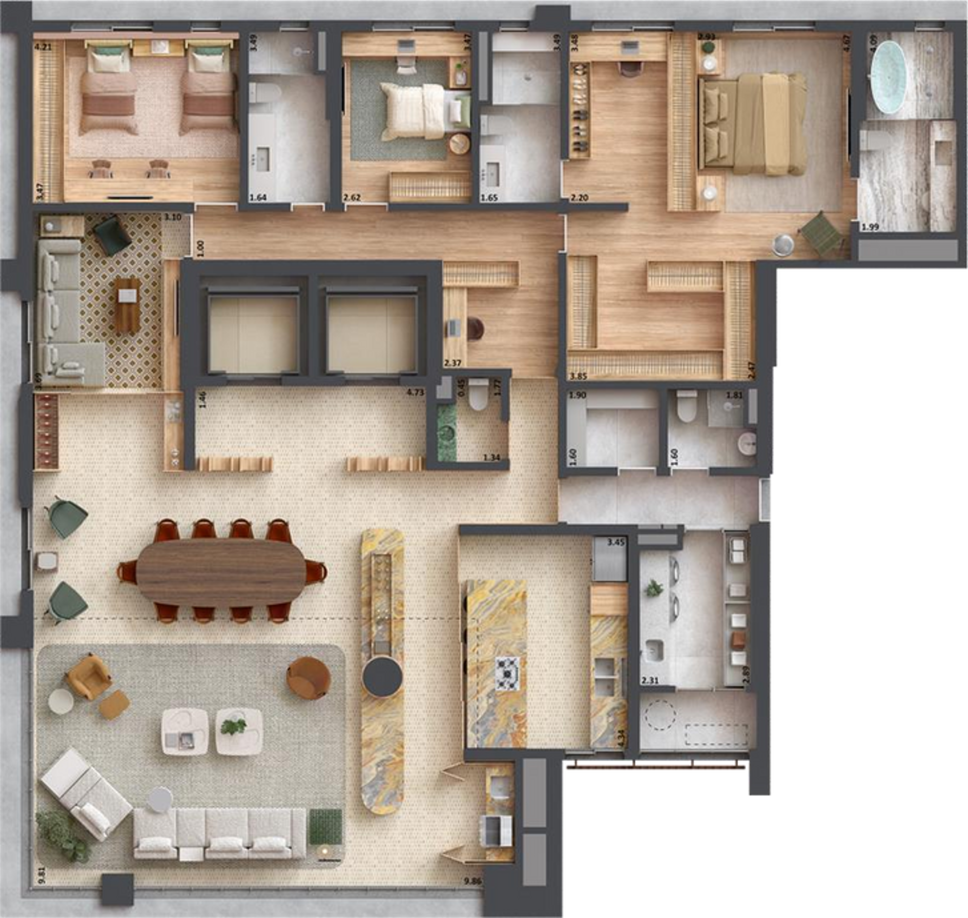 SOFIA Campo Belo - Planta Planta de 270m² (Opção 2)