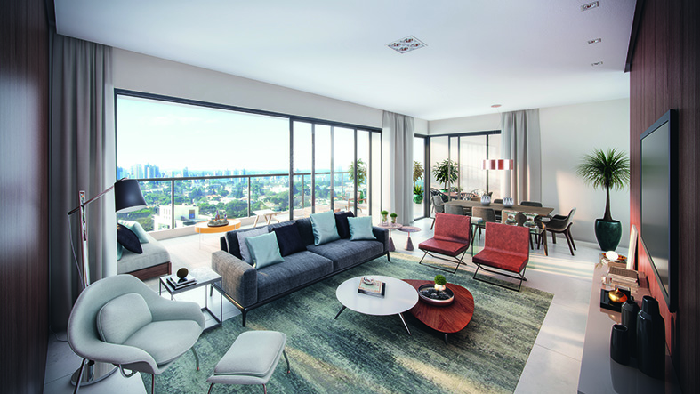 Living do Apto de 208m² - MAISON HELENA — Moradia familiar de alto padrão nos Jardins