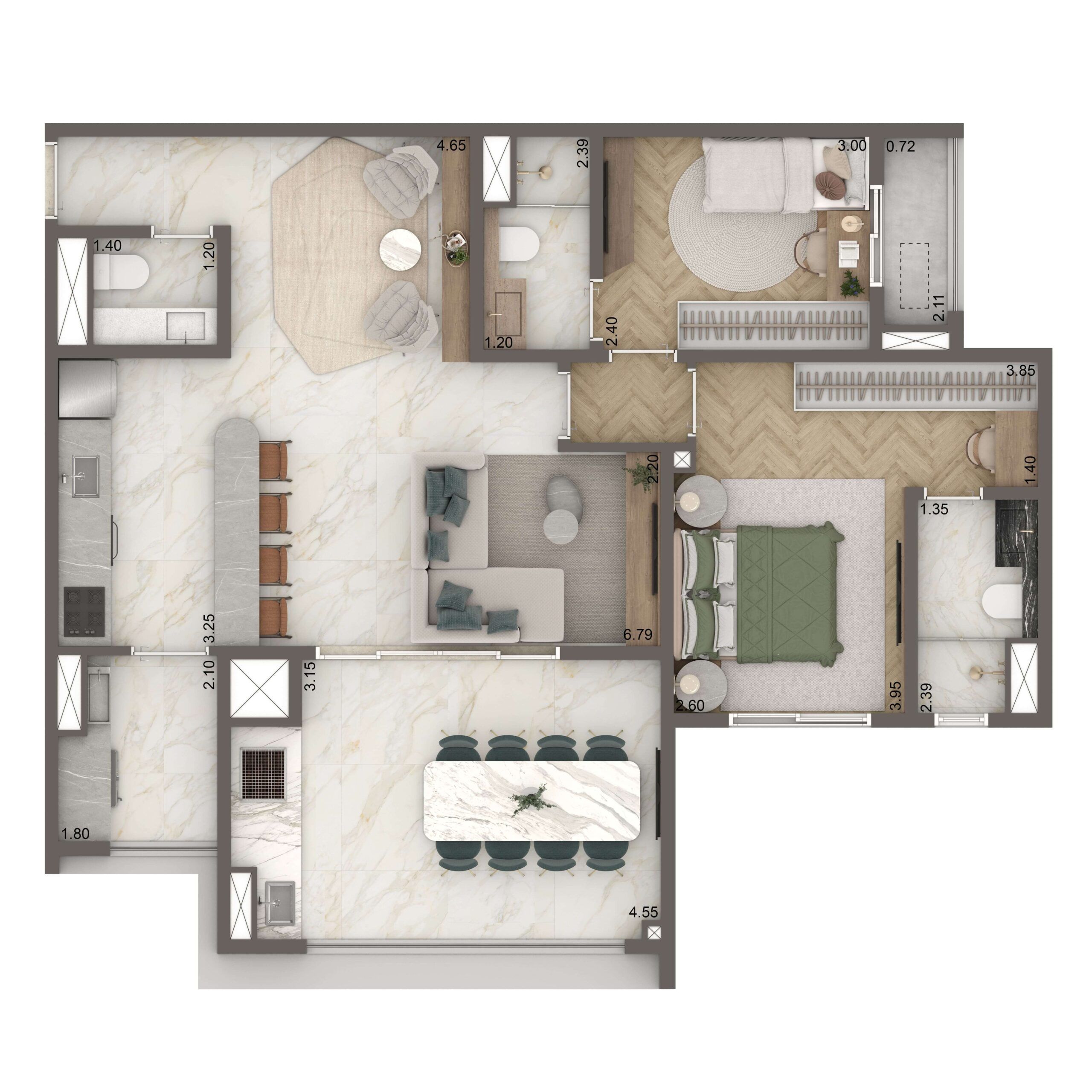 The New Residence Brooklin By Living - Planta Planta Padrão 88m² (Opção) 