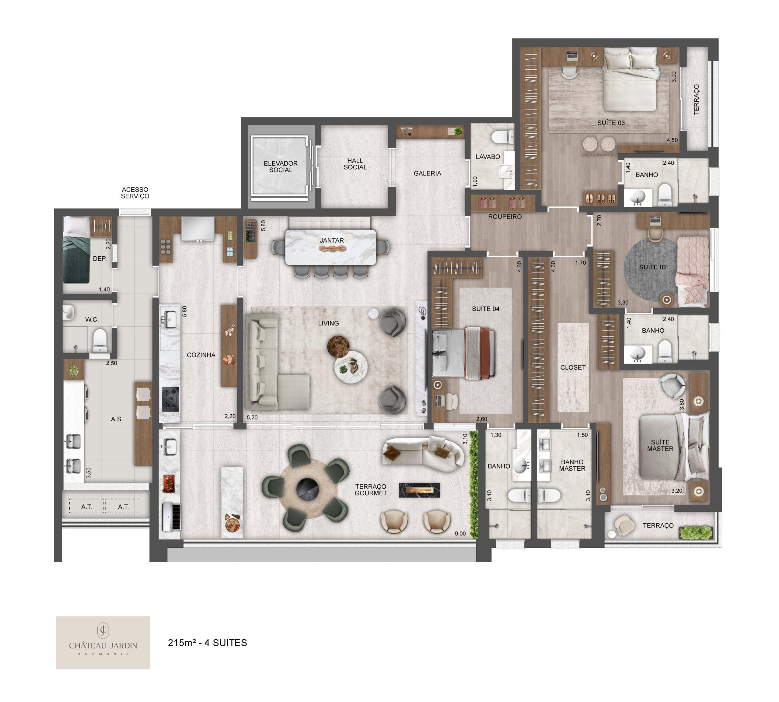 Harmonie - 215m²- 4 Suítes_