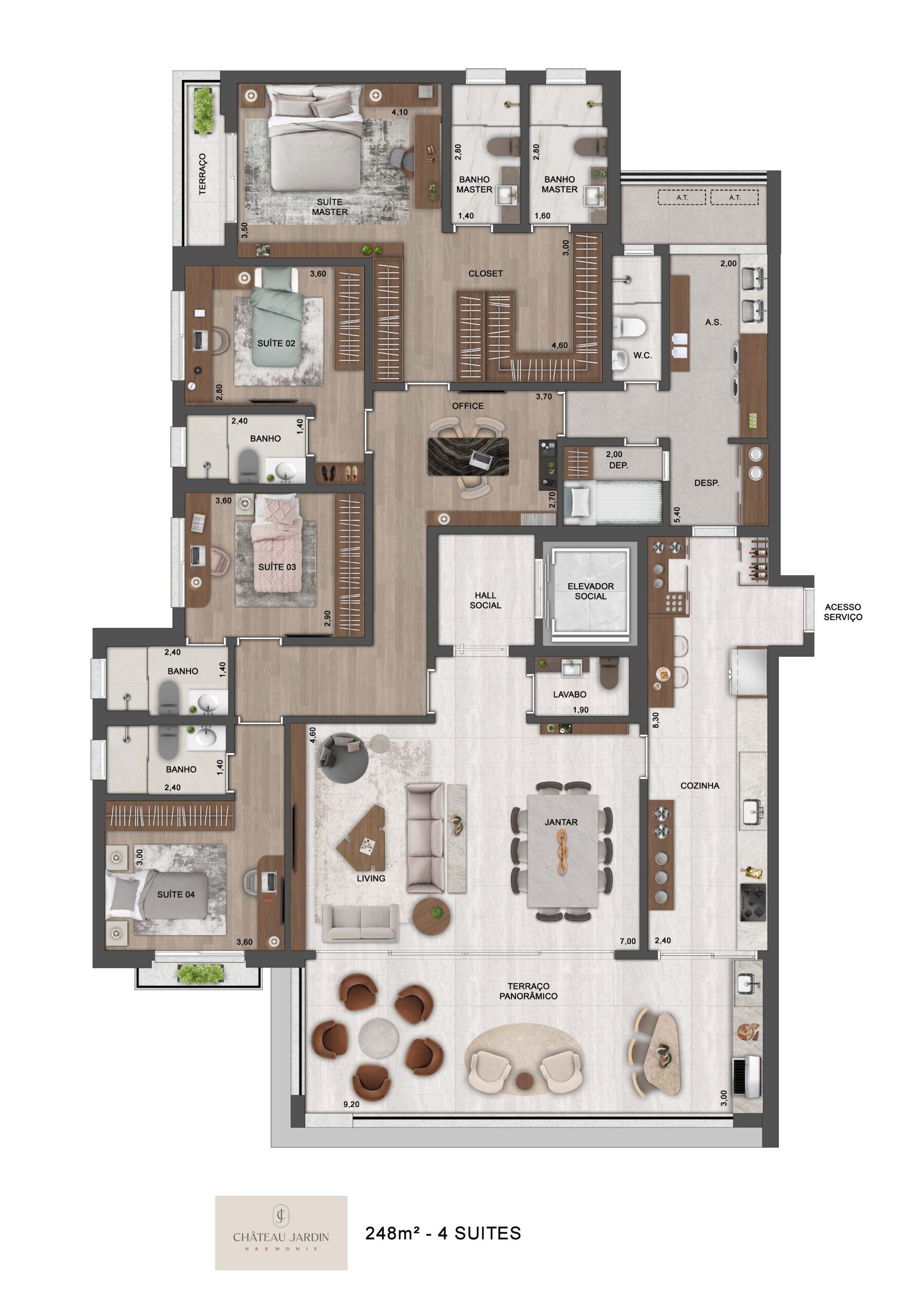 Harmonie - 248m²- 4 Suítes