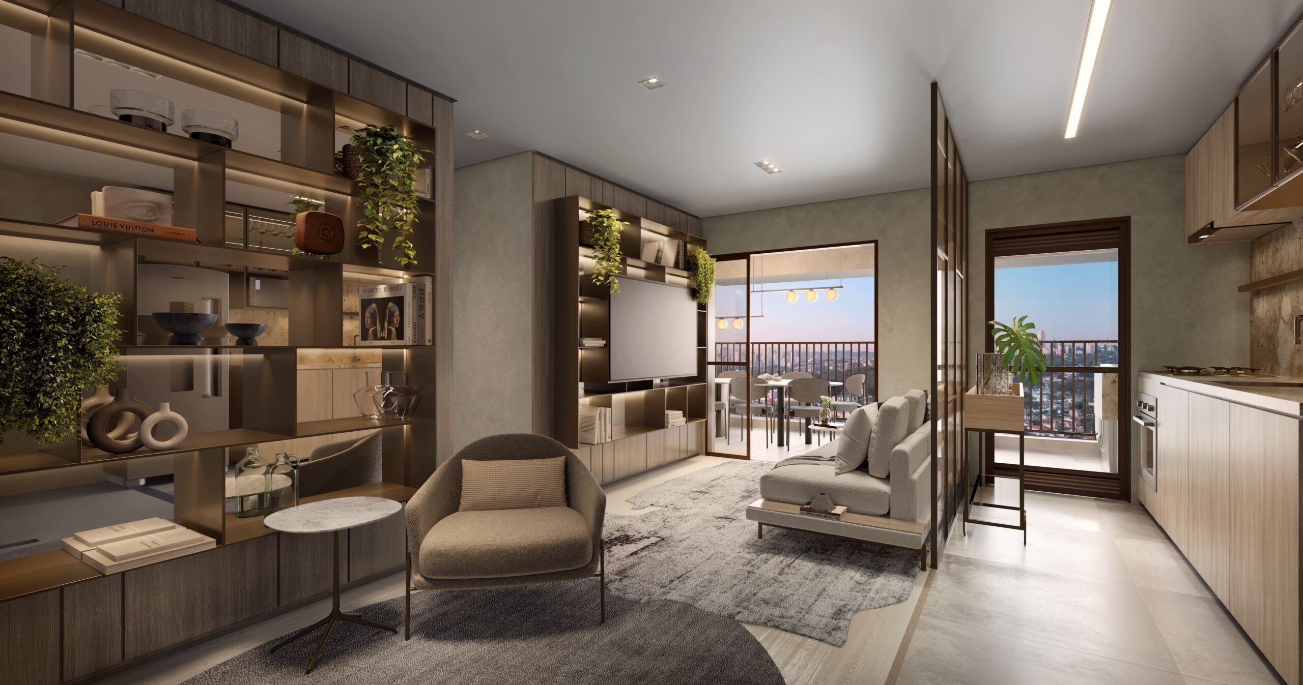 Living do Apartamento de 75m² - Lançamento Tegra - Nova Vivere - Caminhos da Lapa