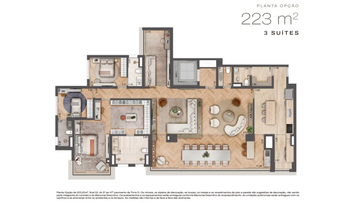 Planta Opção De 223M² Com 3 Suítes - Lançamento Jardins Da Hípica - Lavvi - Iapartamentos