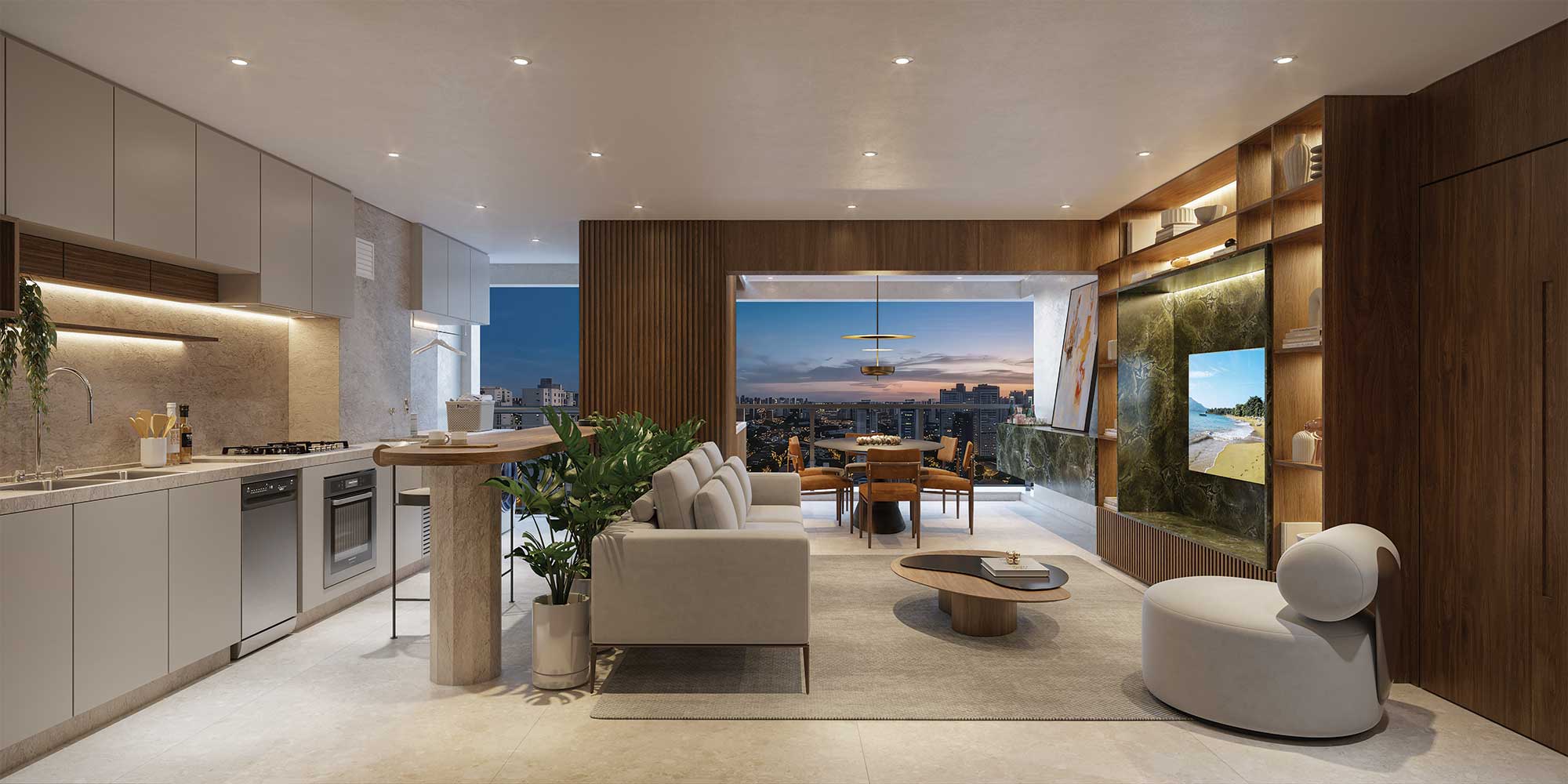 LIVING DO APTO. OPÇÃO DE 114 M² - CASA Nacional Brooklin