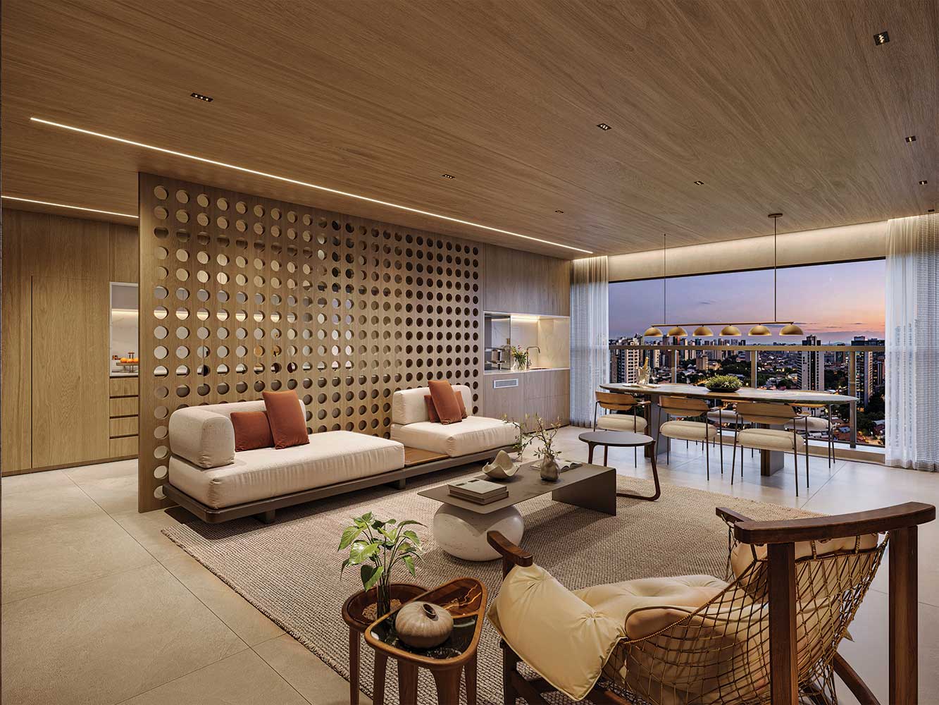 LIVING DO APTO. OPÇÃO DE 136 M² - CASA Nacional Brooklin