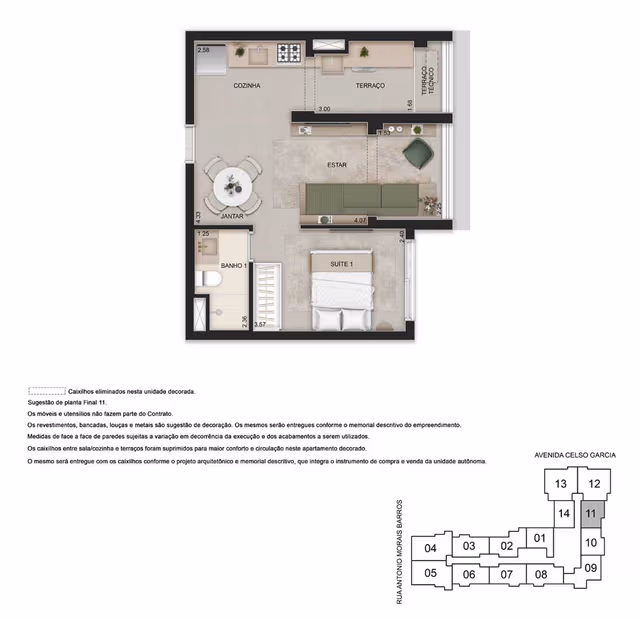 Universo Tatuapé Órbita - Planta Planta de 1 Dormitório com 42m²