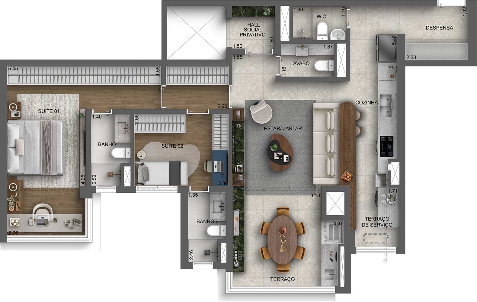 Casa Nacional Brooklin - Planta Planta opção de 114 m²