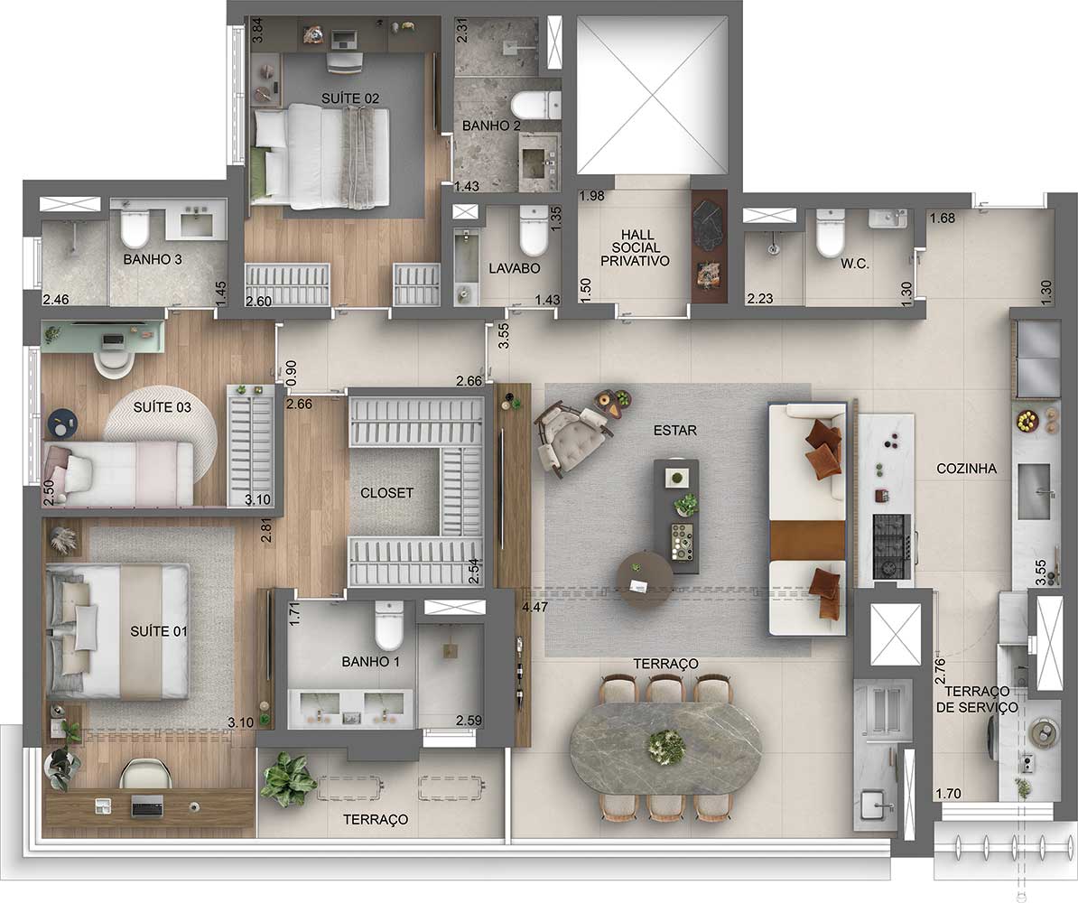 Casa Nacional Brooklin - Planta Planta opção de 136 m²