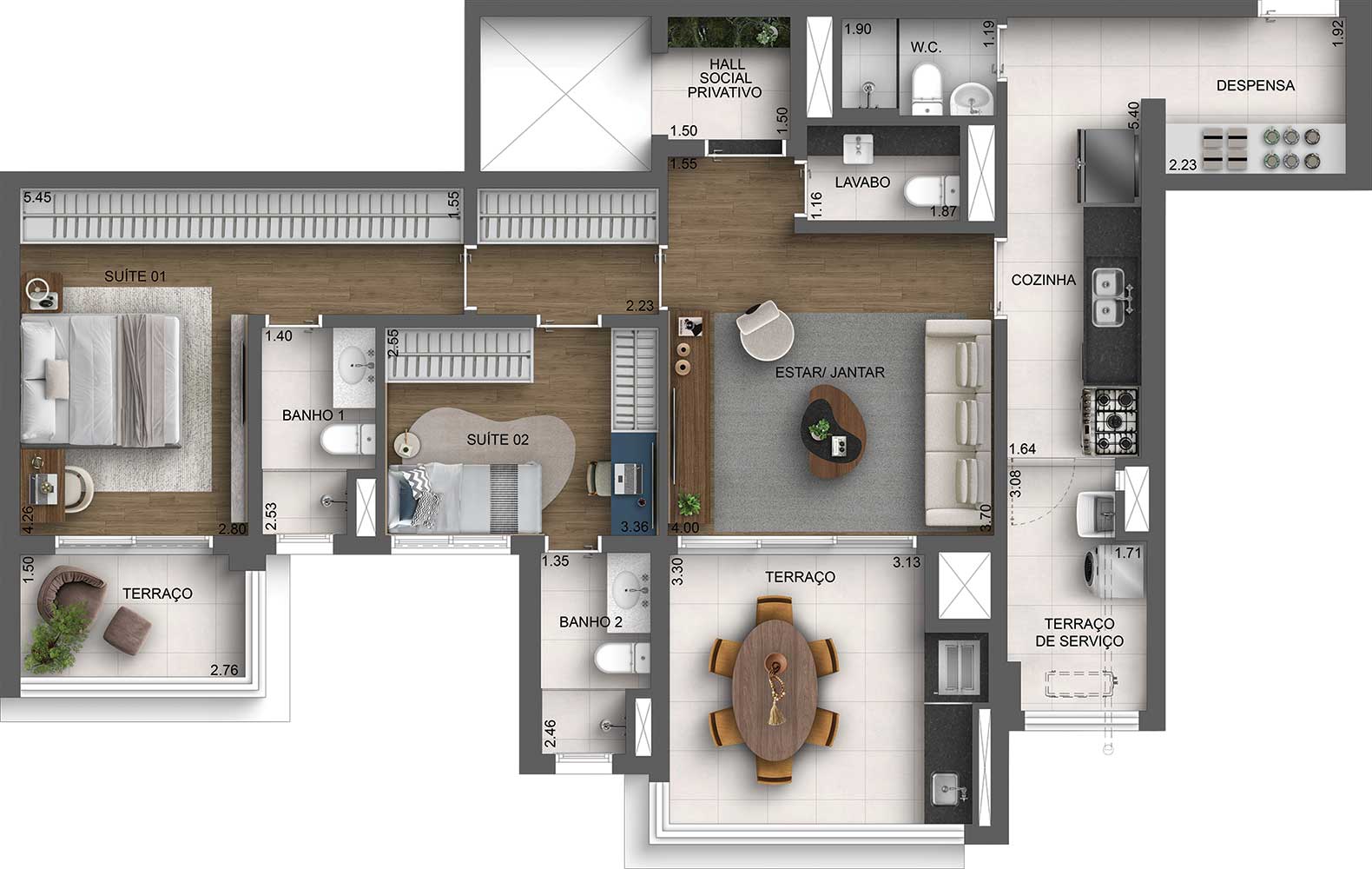 Casa Nacional Brooklin - Planta Planta tipo de 114 m²