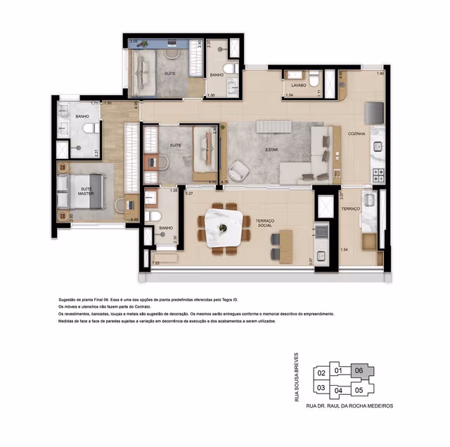 Universo Tatuapé Esfera - Planta Planta de 109m² com Living Ampliado