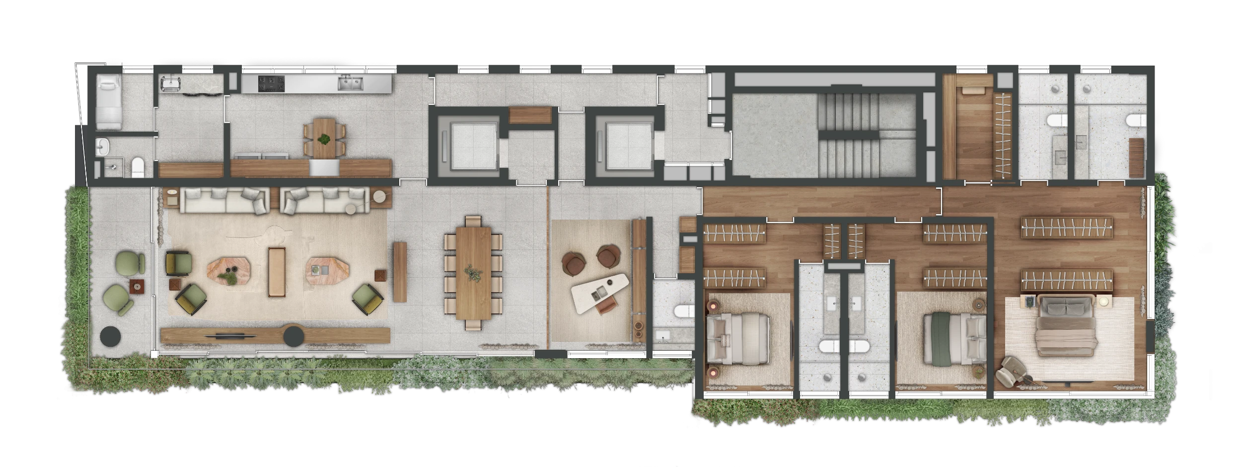 CLARA Jardins - Planta Planta Tipo 01 - Living Ampliado - 326m²