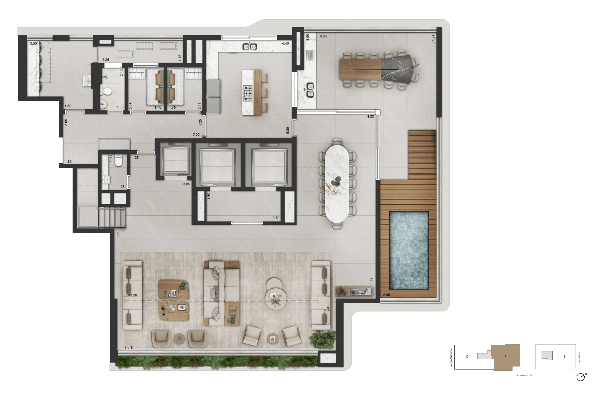 LA GALERIE Moema — Planta Duplex de 527m² (Piso Inferior) – torre 2 - final 1
