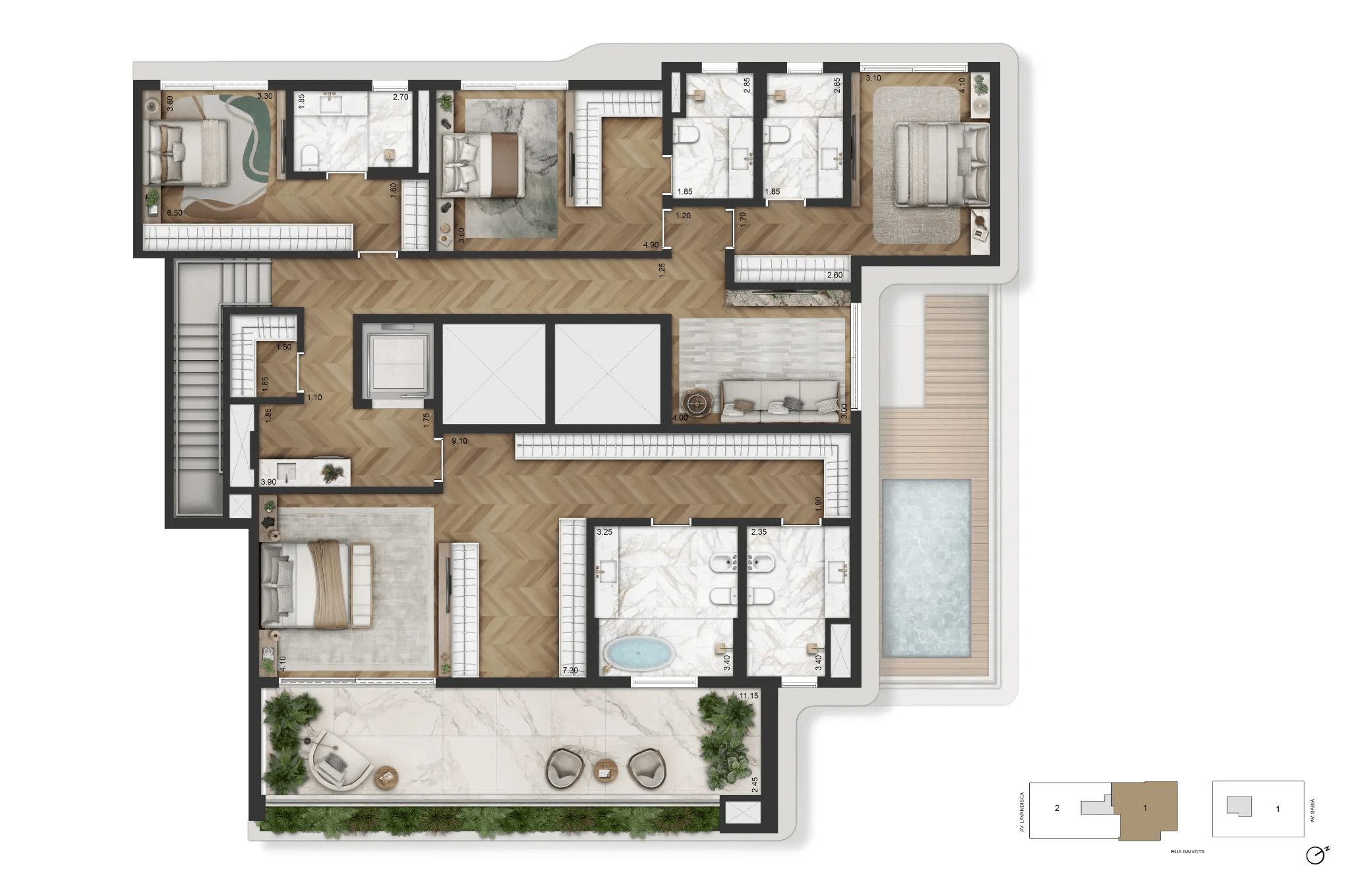 LA GALERIE Moema — Planta Duplex de 527m² (Piso Superior) – torre 2 - final 1