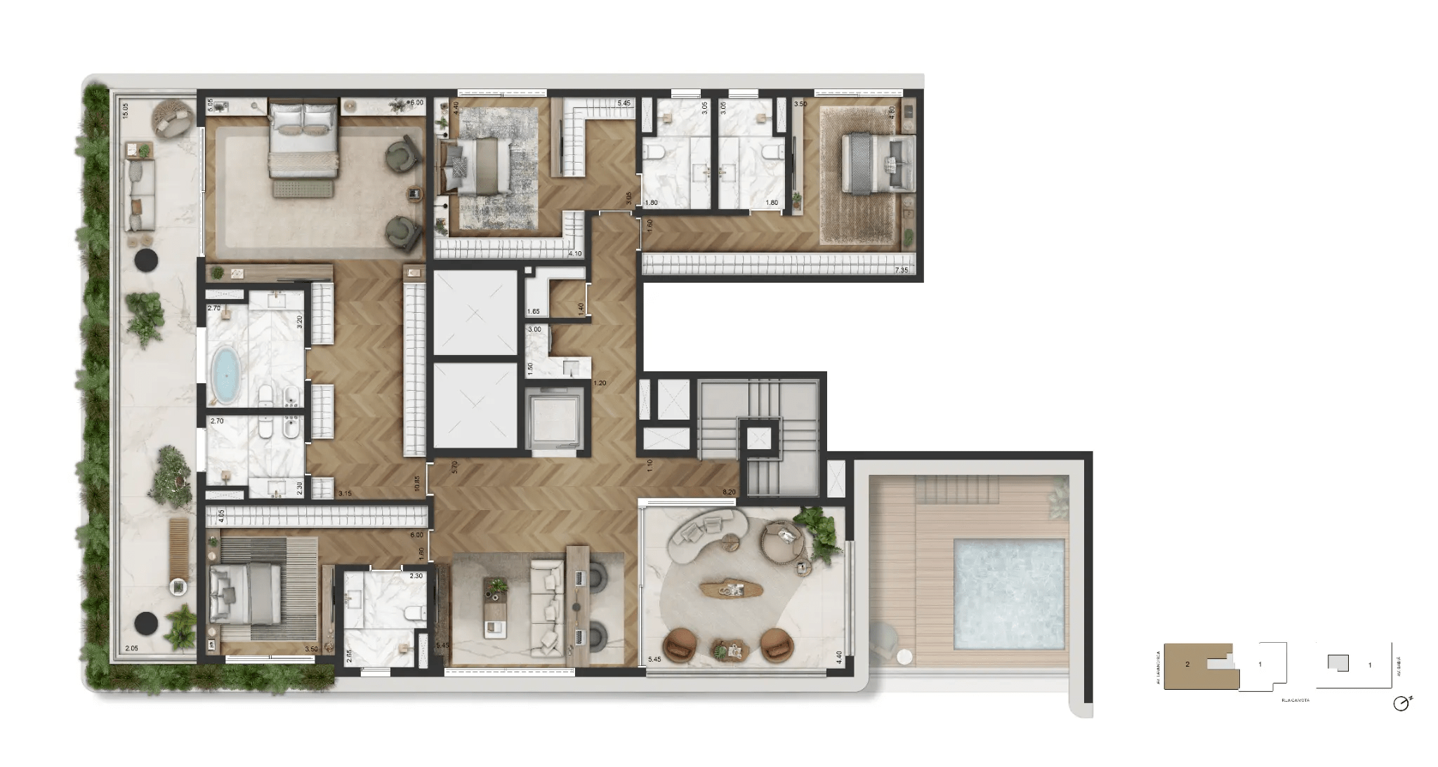 LA GALERIE Moema — Planta Duplex de 649m² (Piso Superior) – torre 2 - final 2