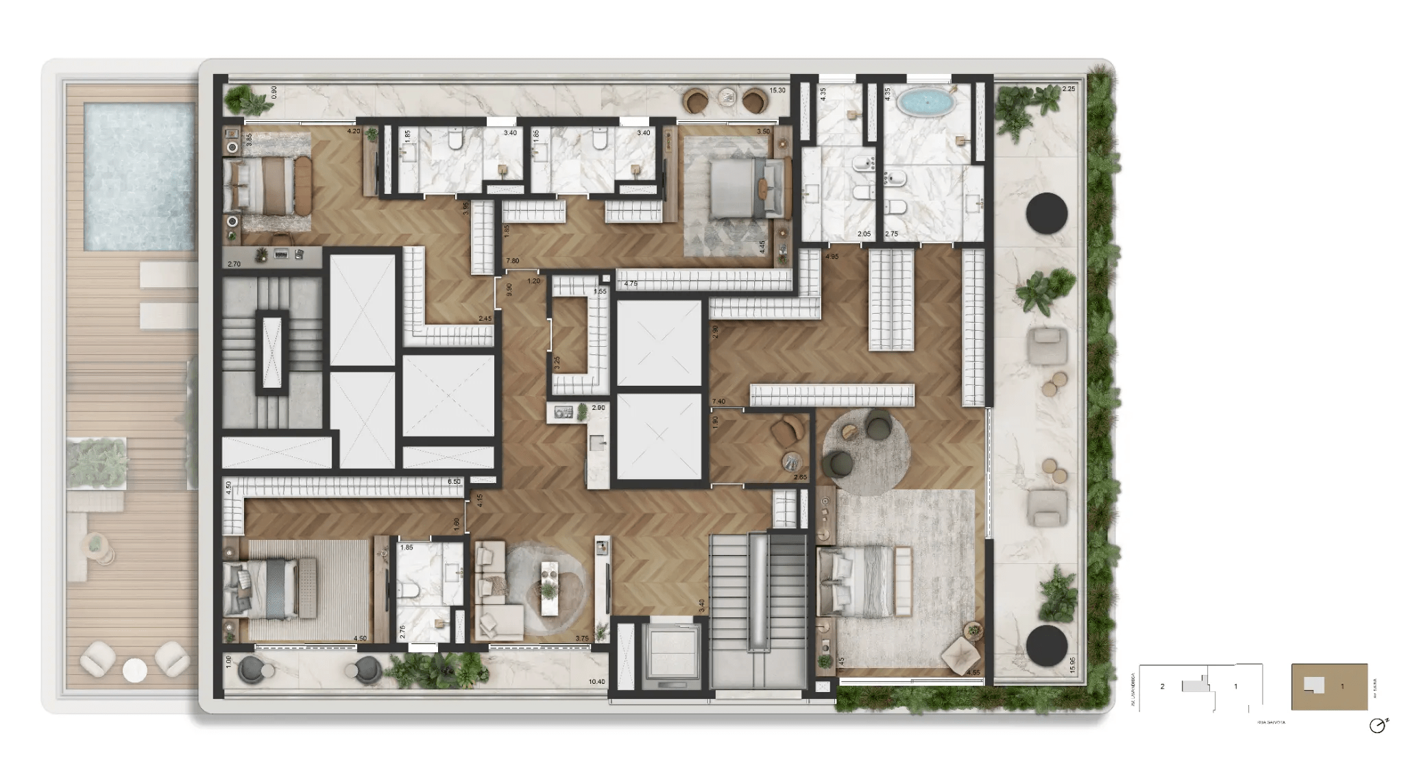 LA GALERIE Moema — Planta Duplex de 770m² (Piso Superior) – torre 1 - final 1