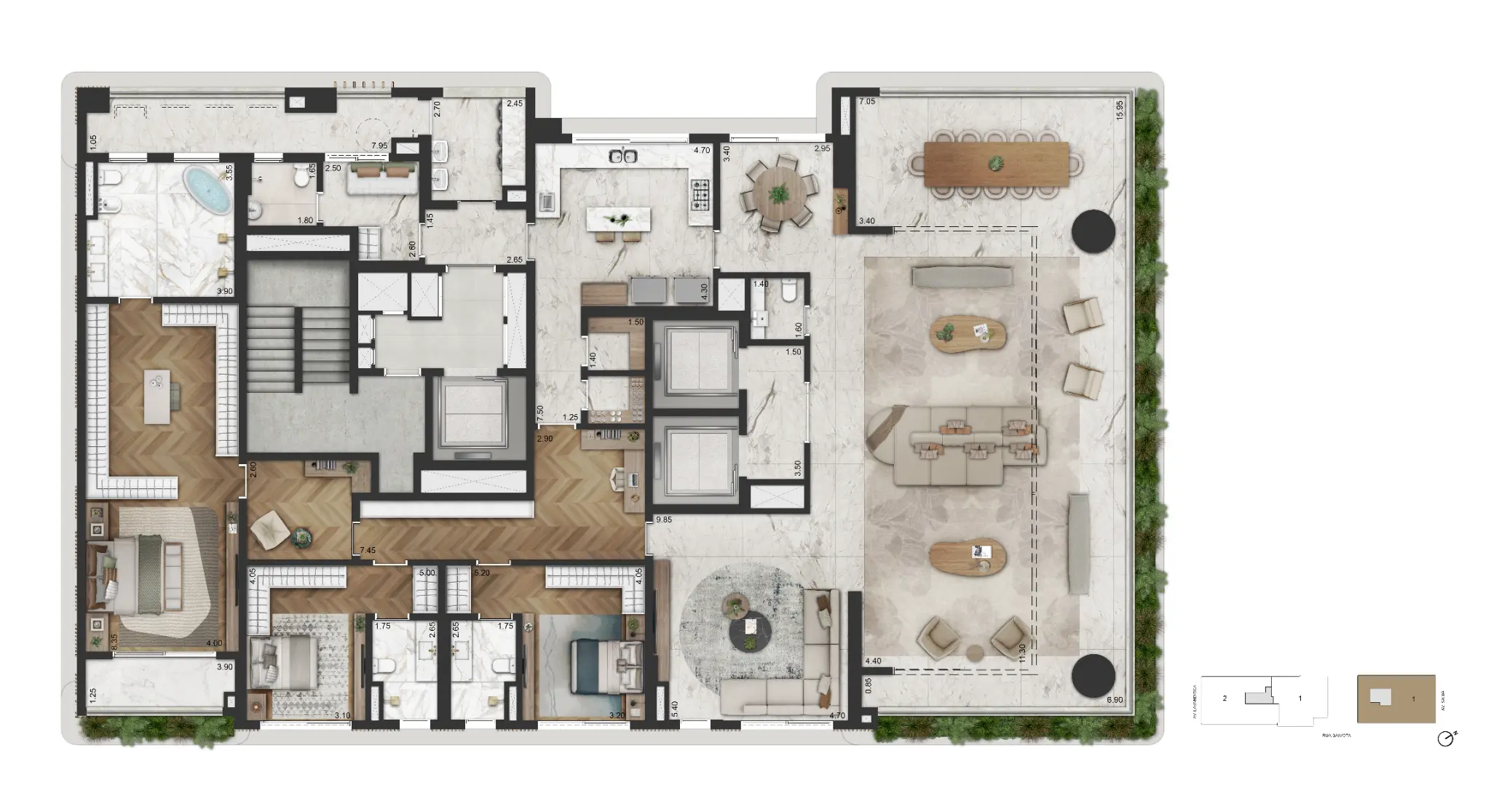 LA GALERIE Moema — Planta de 416m² – torre 1 final 1 – planta opção 1