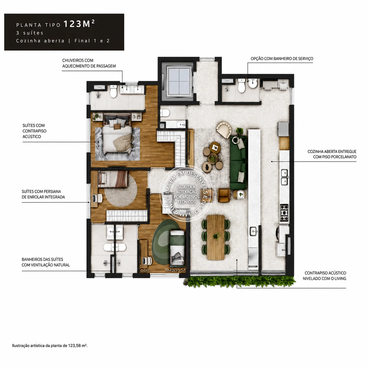 ALMÁ Pinheiros - Planta Planta de 123 m²