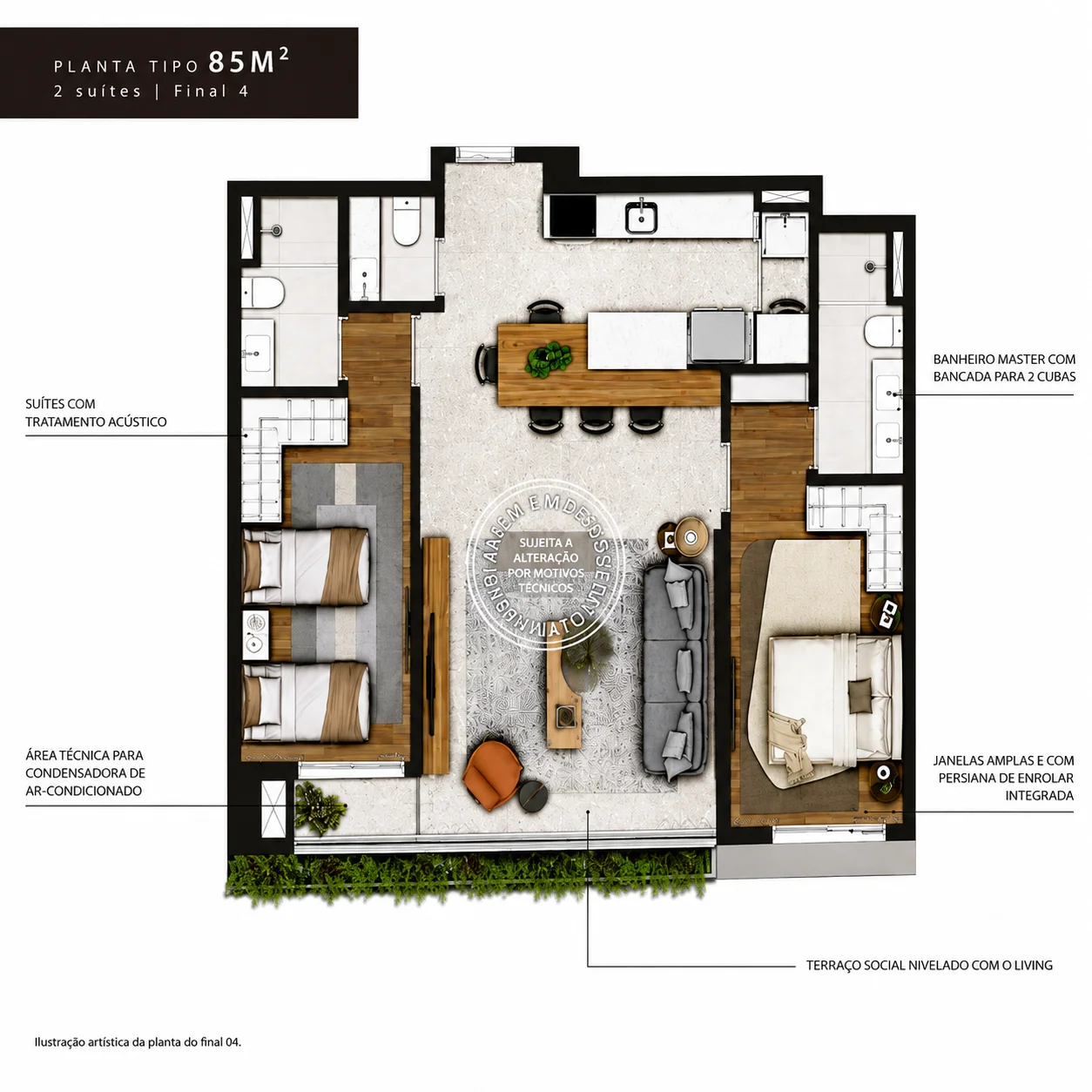 ALMÁ Pinheiros - Planta Planta de 85 m²