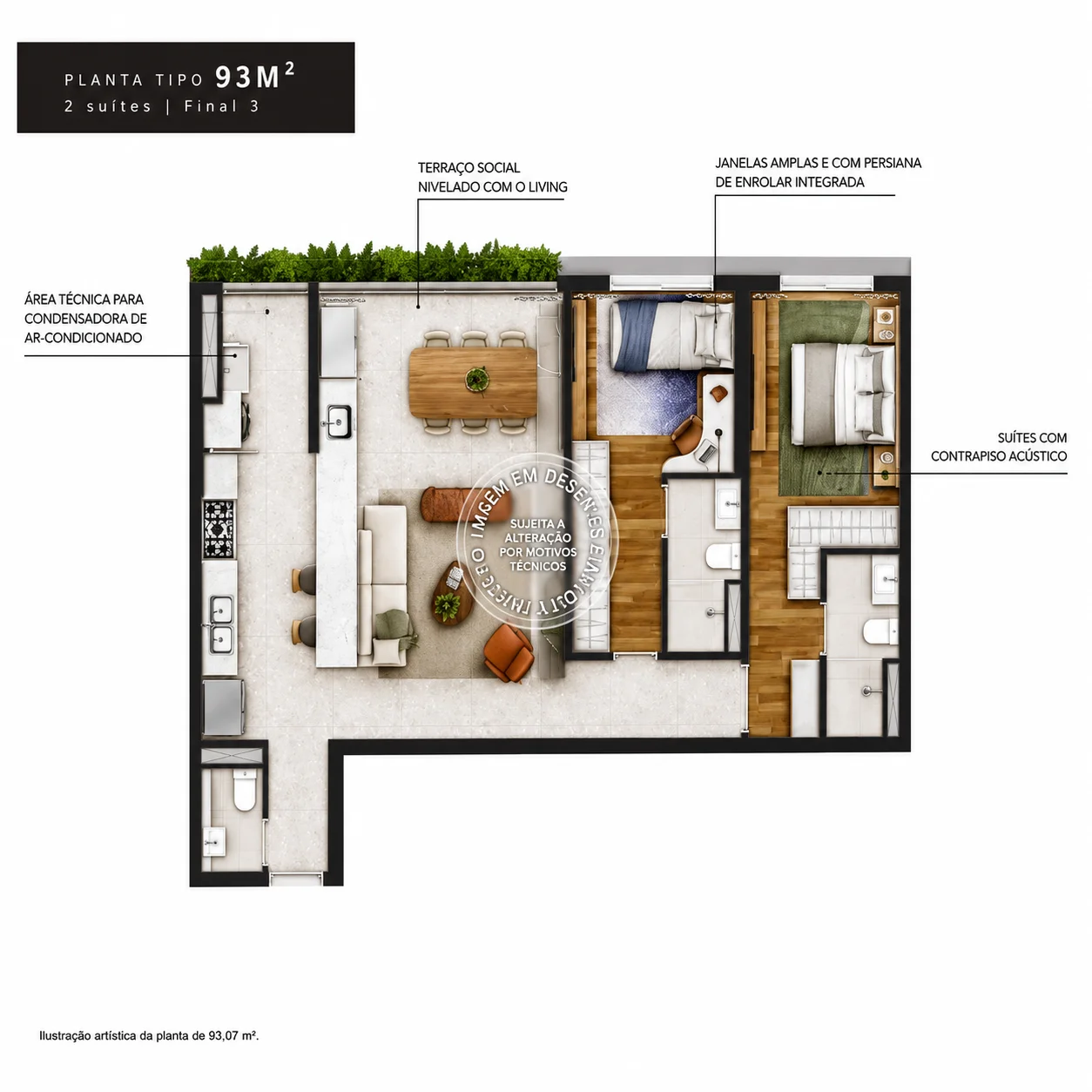 ALMÁ Pinheiros - Planta Planta de 93 m²
