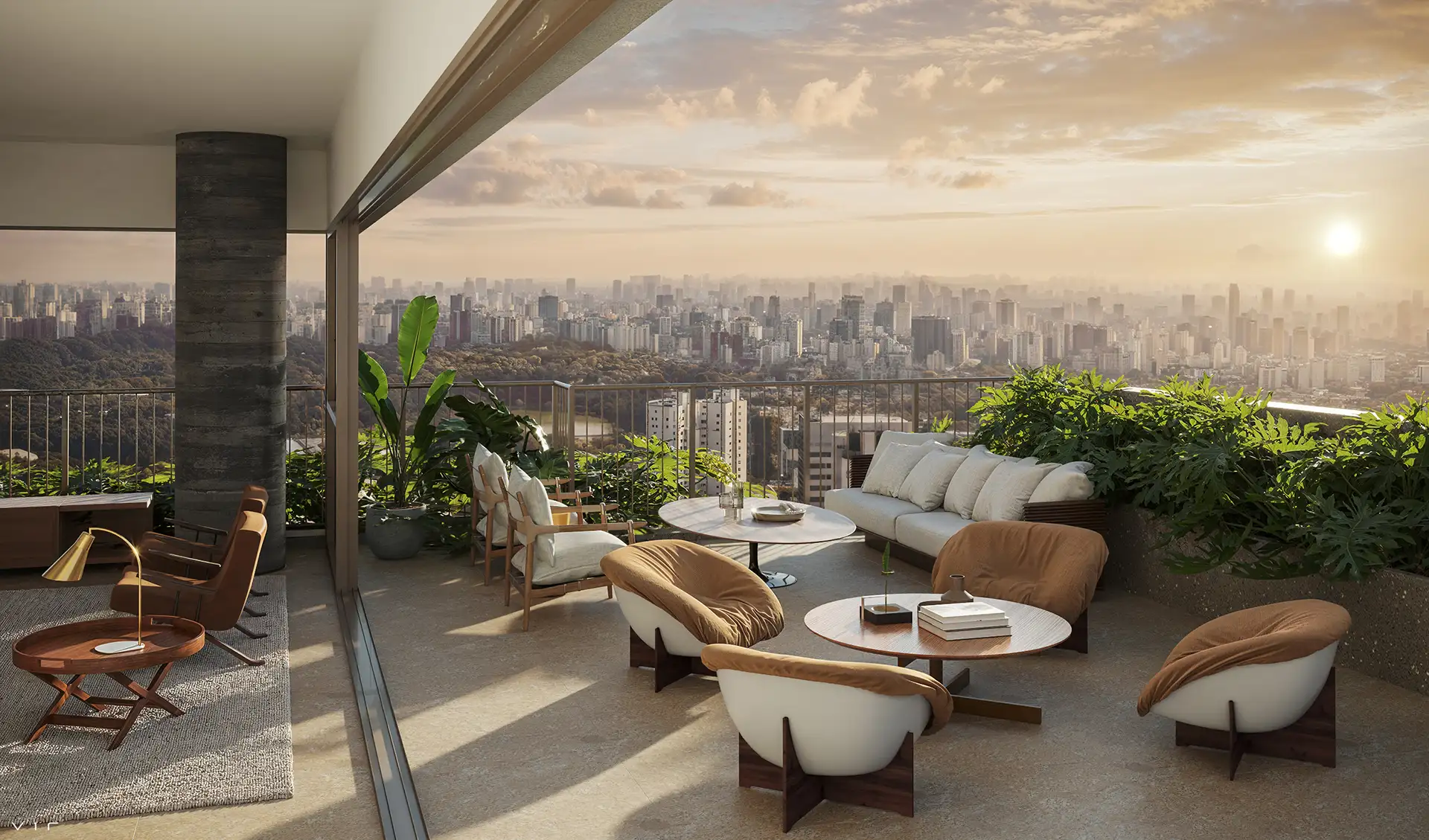 Detalhe da Varanda da Cobertura Duplex — ETERNO Alma Brasileira — curadoria iApartamentos — Paraíso