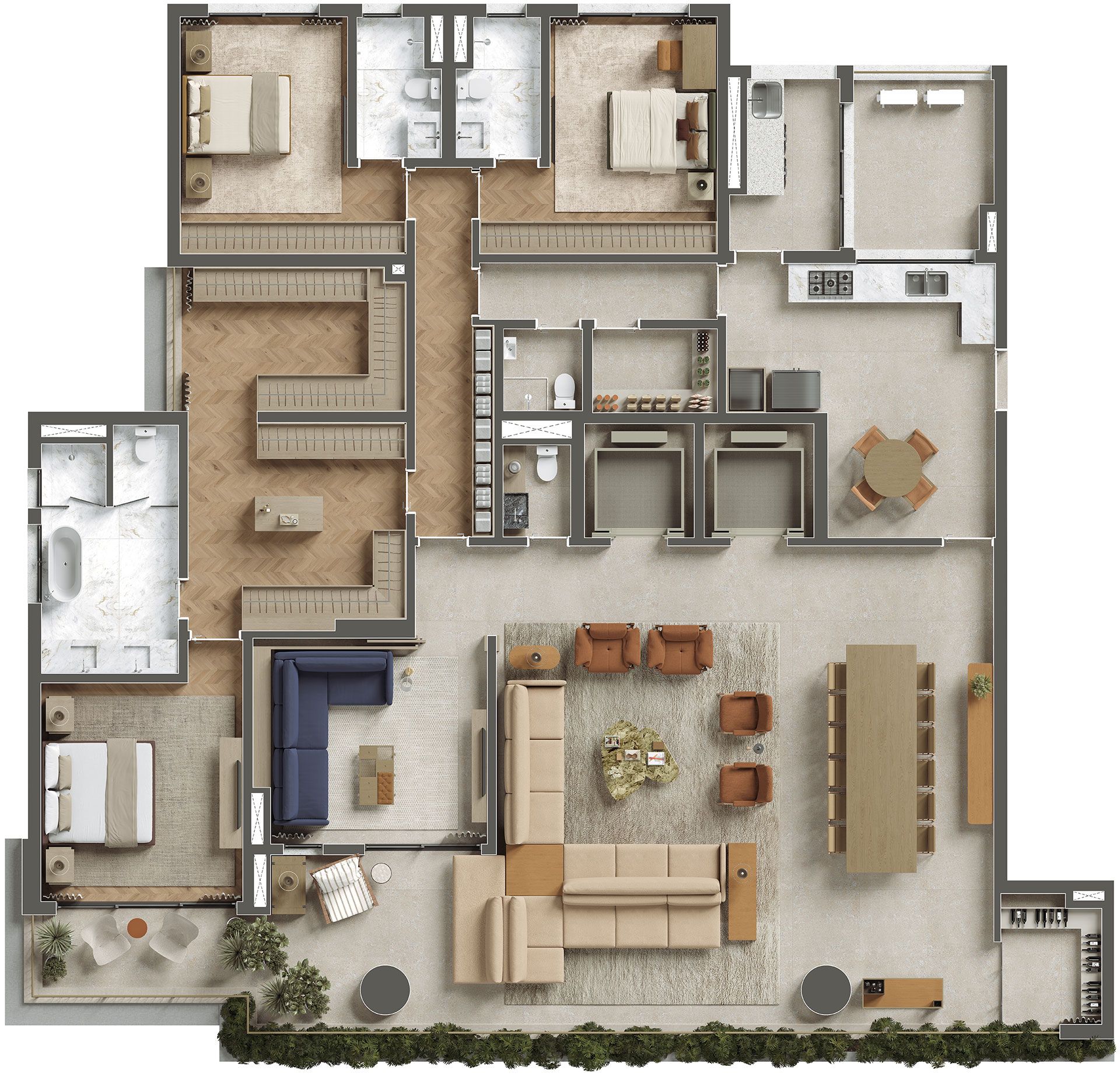 Planta de 300m² com 3 Suítes (Opção) — ETERNO Alma Brasileira — curadoria iApartamentos — Paraíso