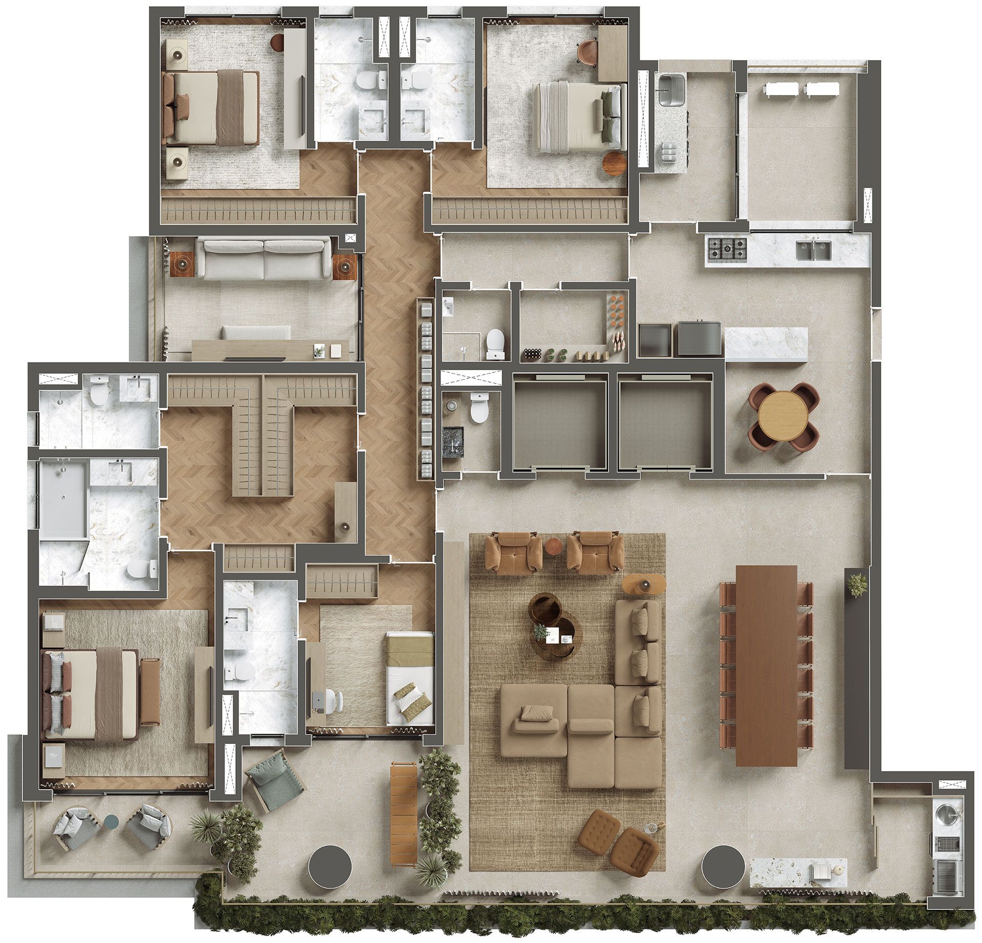 Planta de 300m² com 4 Suítes — ETERNO Alma Brasileira — curadoria iApartamentos — Paraíso