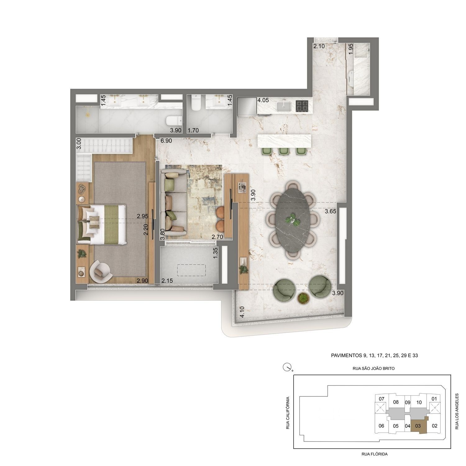 ESCAPE Brooklin - Planta Planta de 85m²