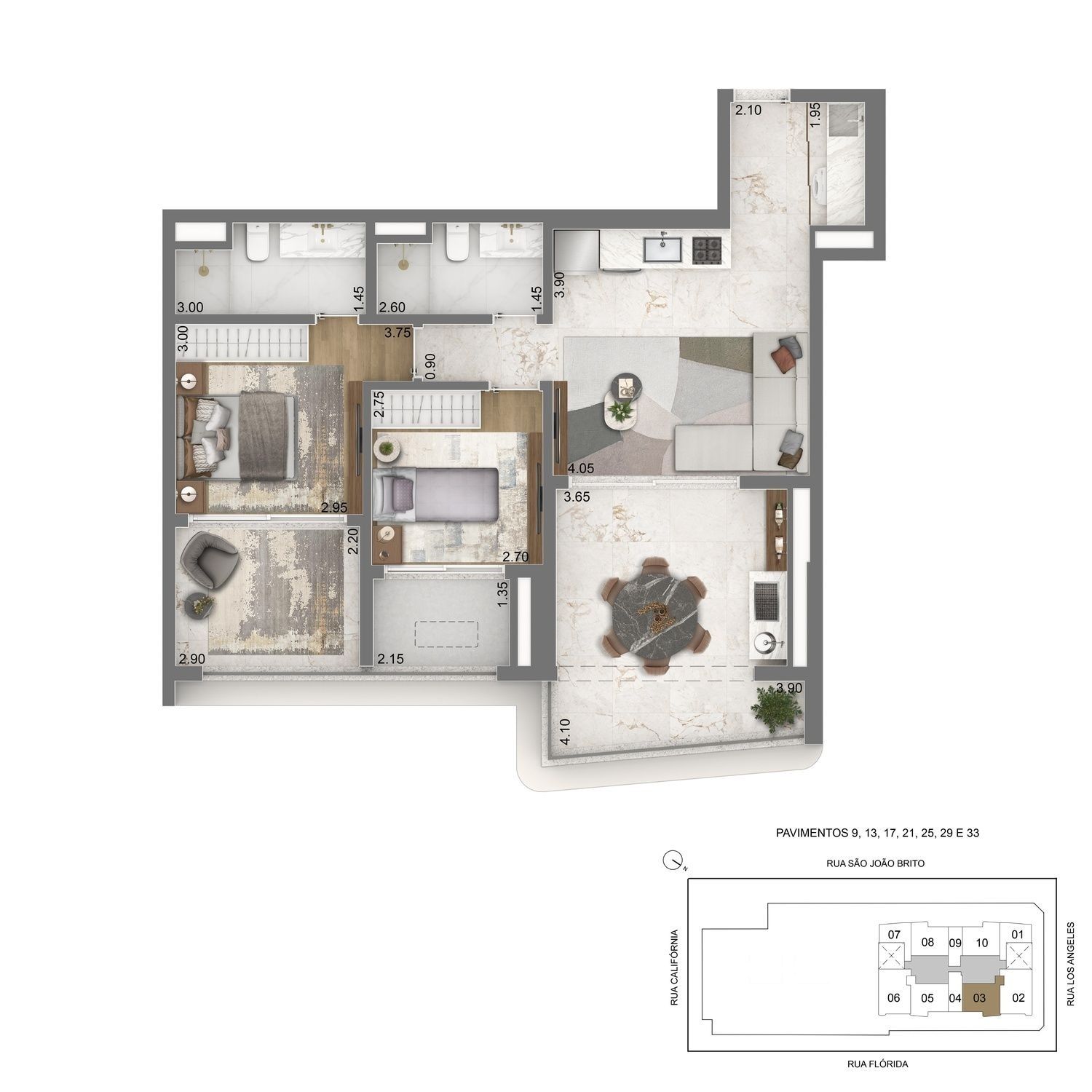 ESCAPE Brooklin - Planta Planta de 85m²