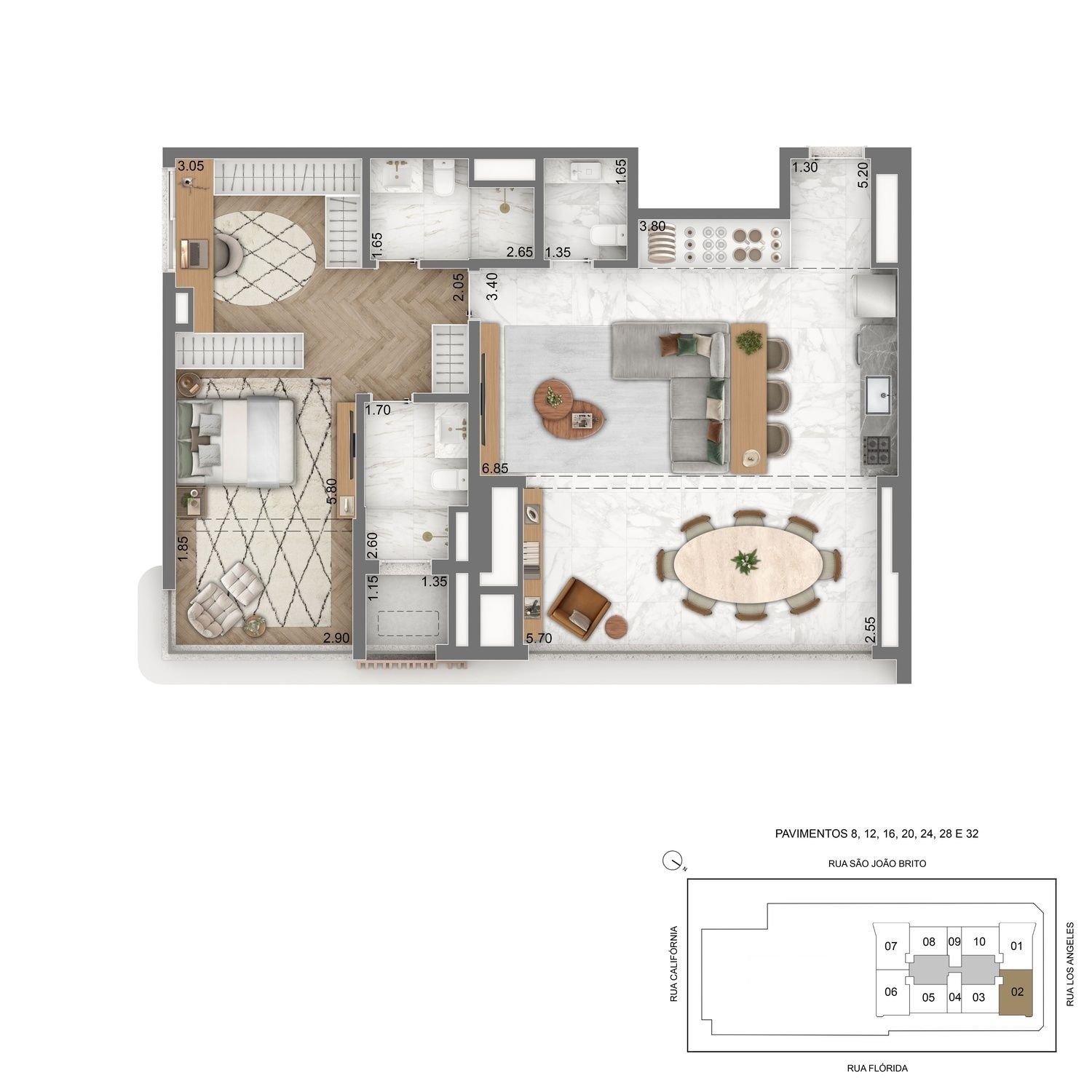 ESCAPE Brooklin - Planta Planta de 98m²