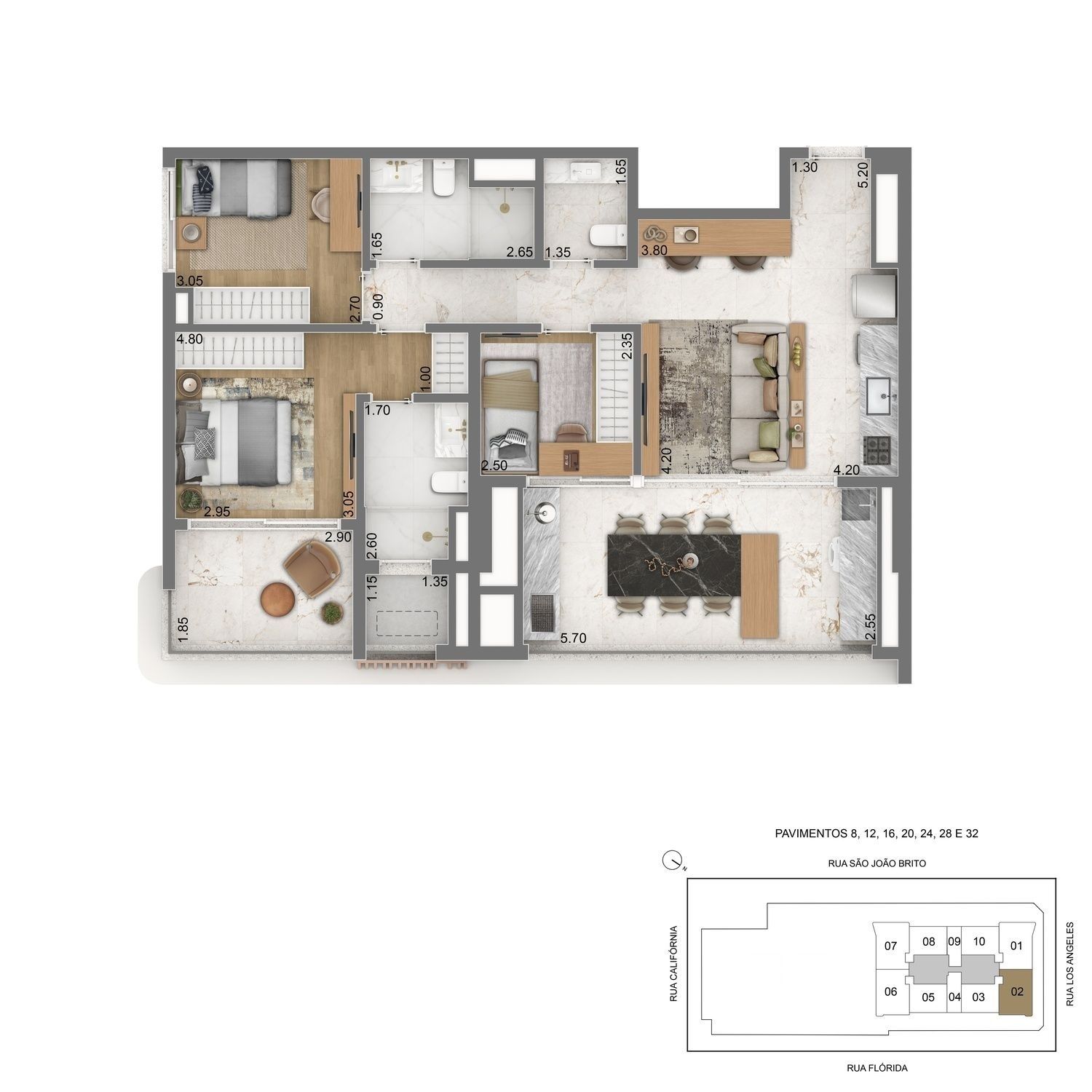 ESCAPE Brooklin - Planta Planta de 98m²