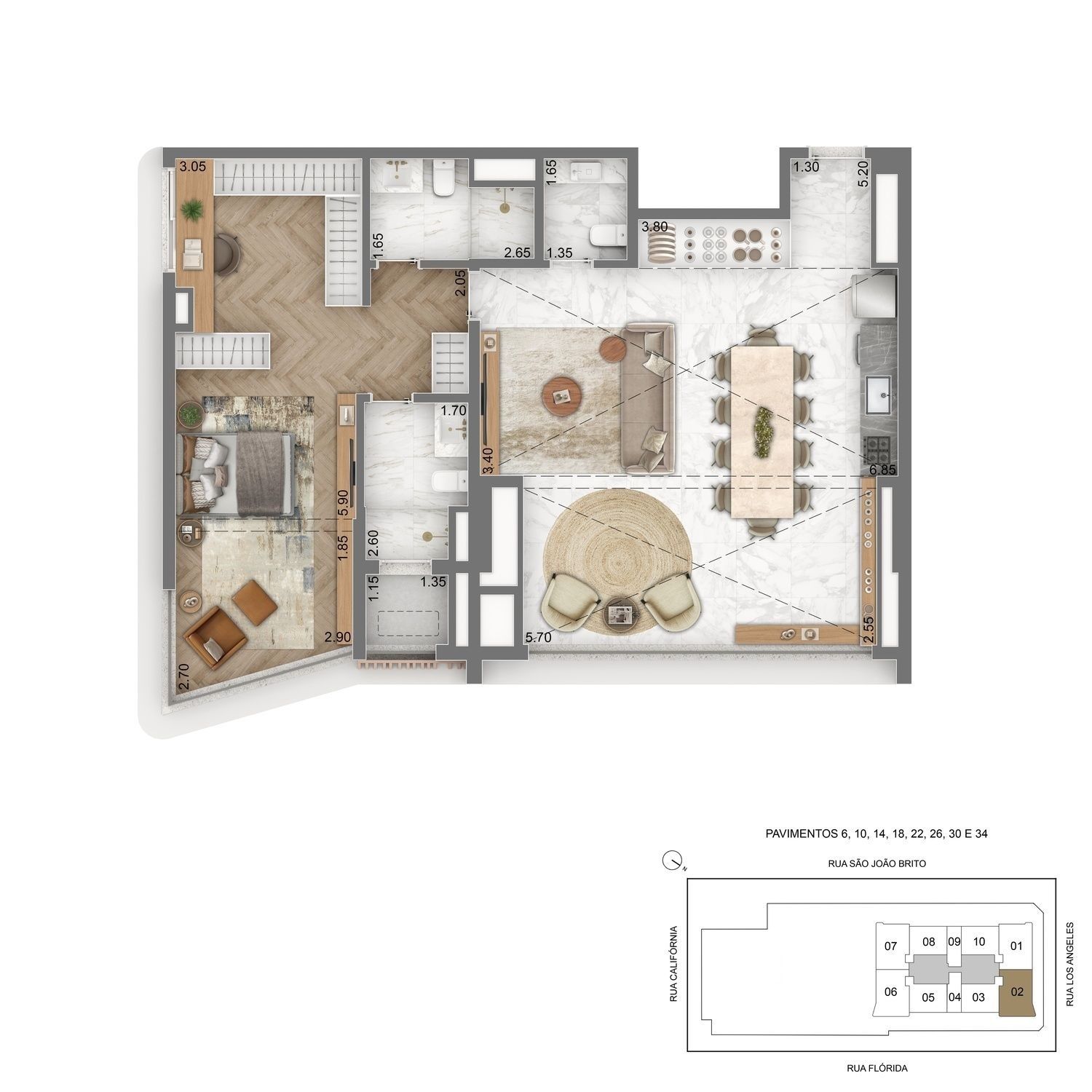 ESCAPE Brooklin - Planta Planta de 98m²
